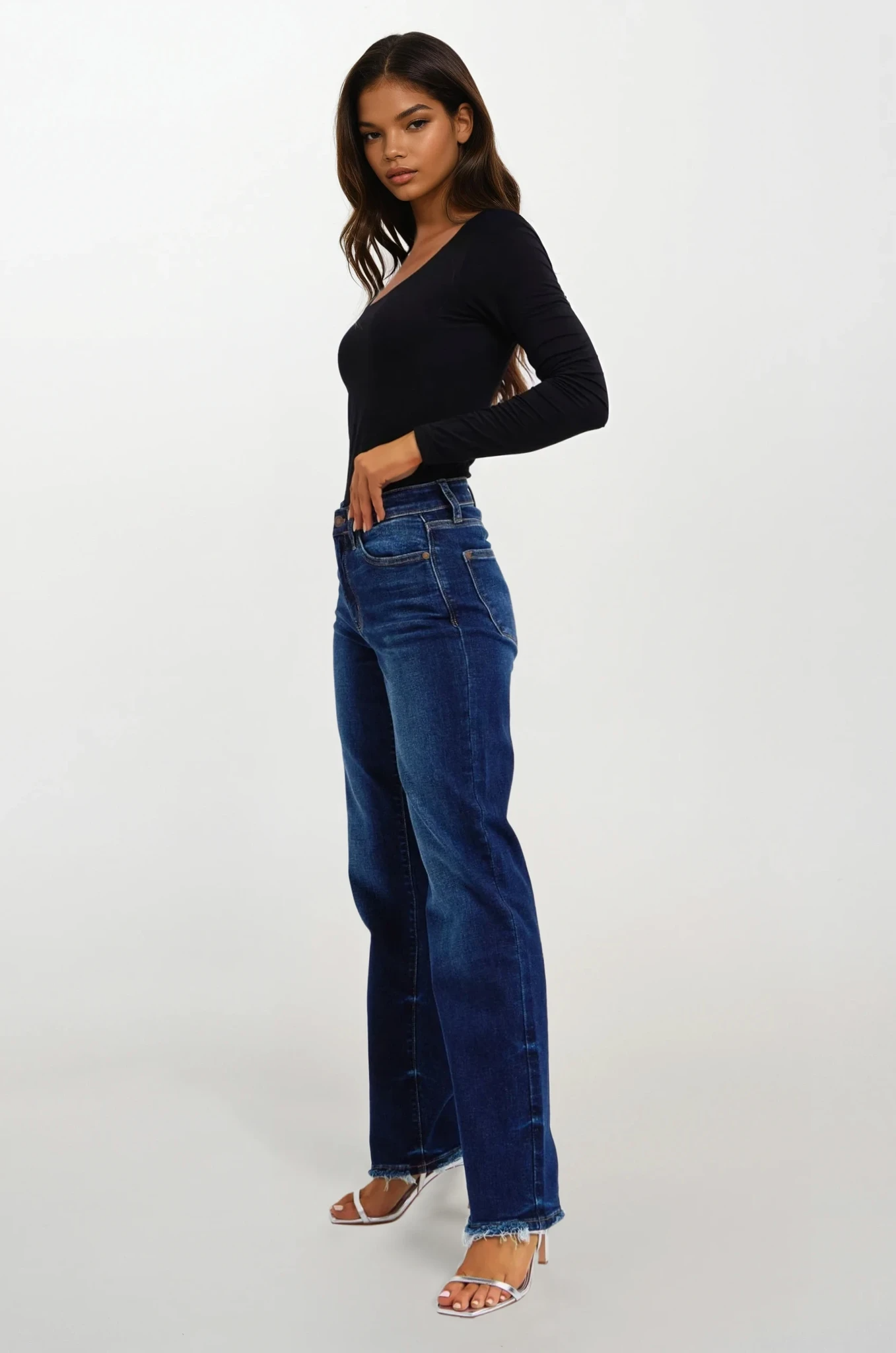 Raw Hem Straight Leg Jean