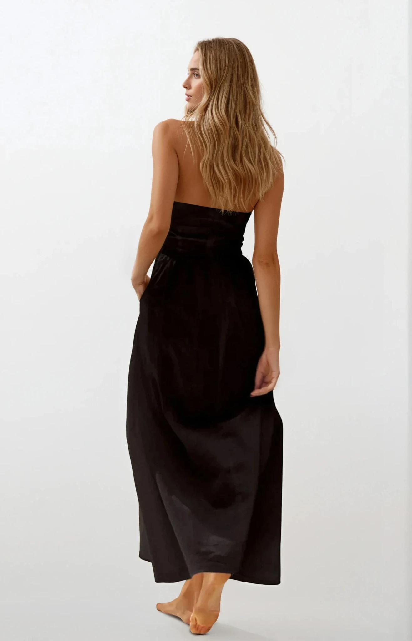 Ruched Halter Neck Midi Dress
