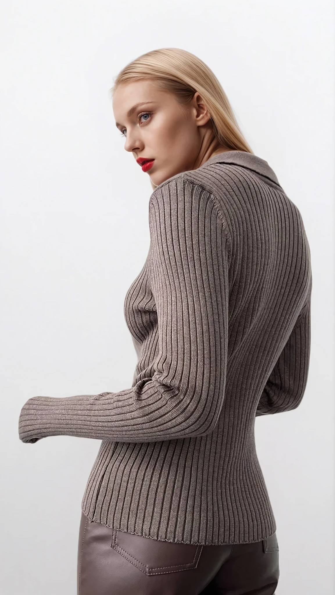 Perfect Rib Knit Johnny Collar Sweater