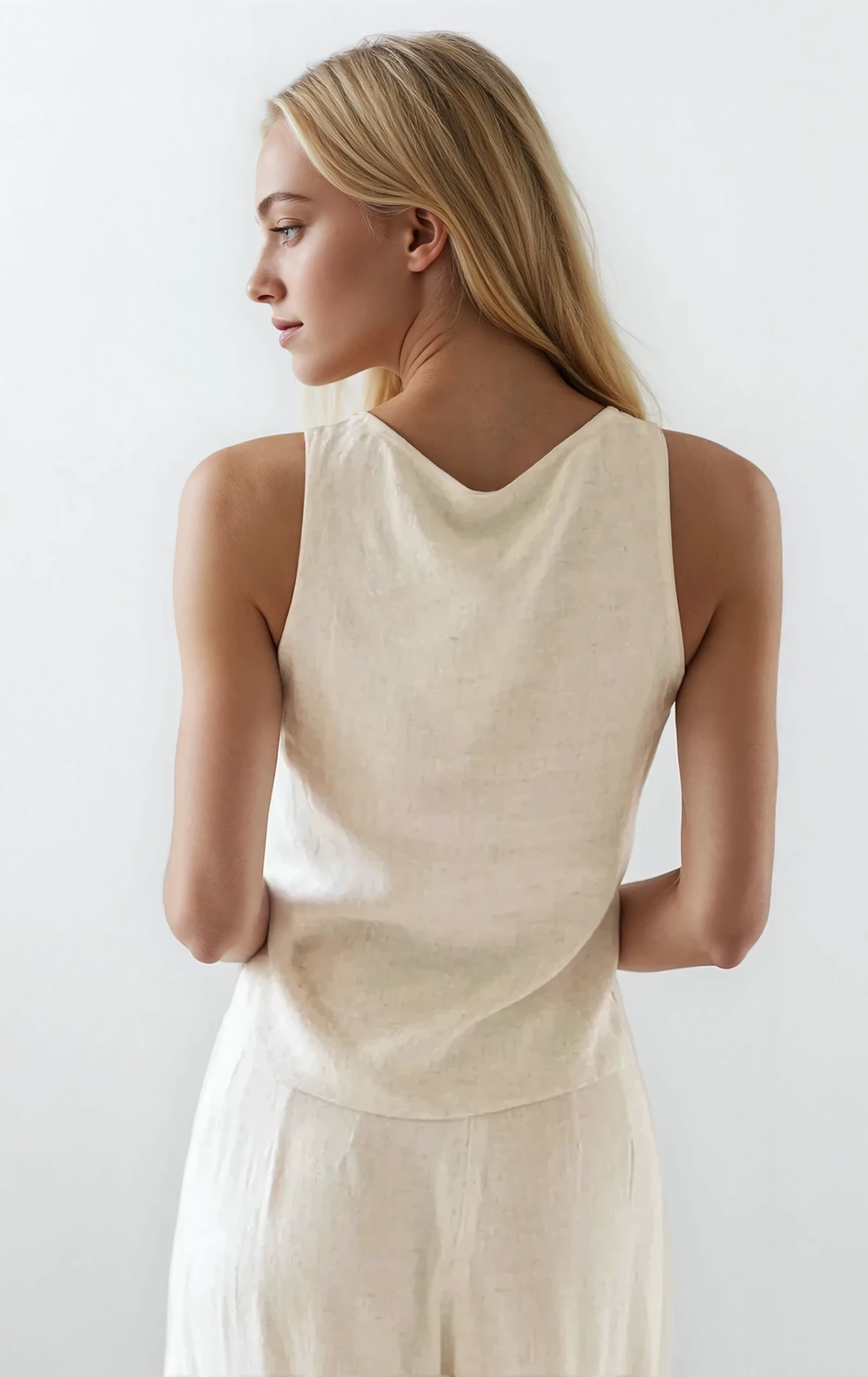 Light gray Divine V-Neck Tank and Pants Set by Trendsi, featuring a stylish v-neck tank top and matching comfortable pants.