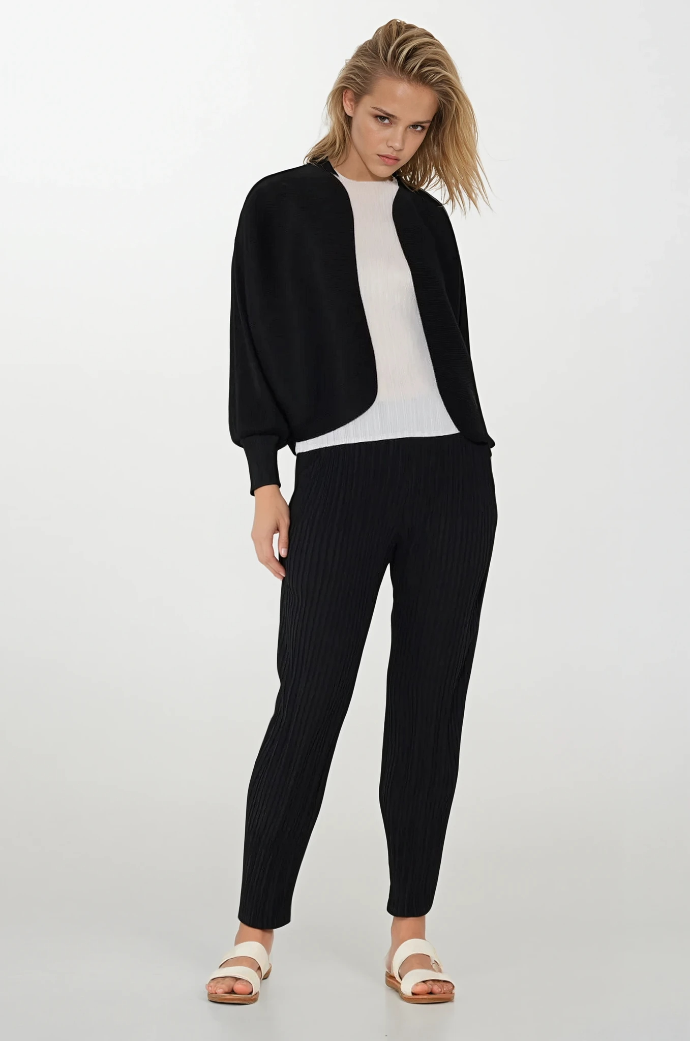 Sleek Ribbed Bolero Cardigan
