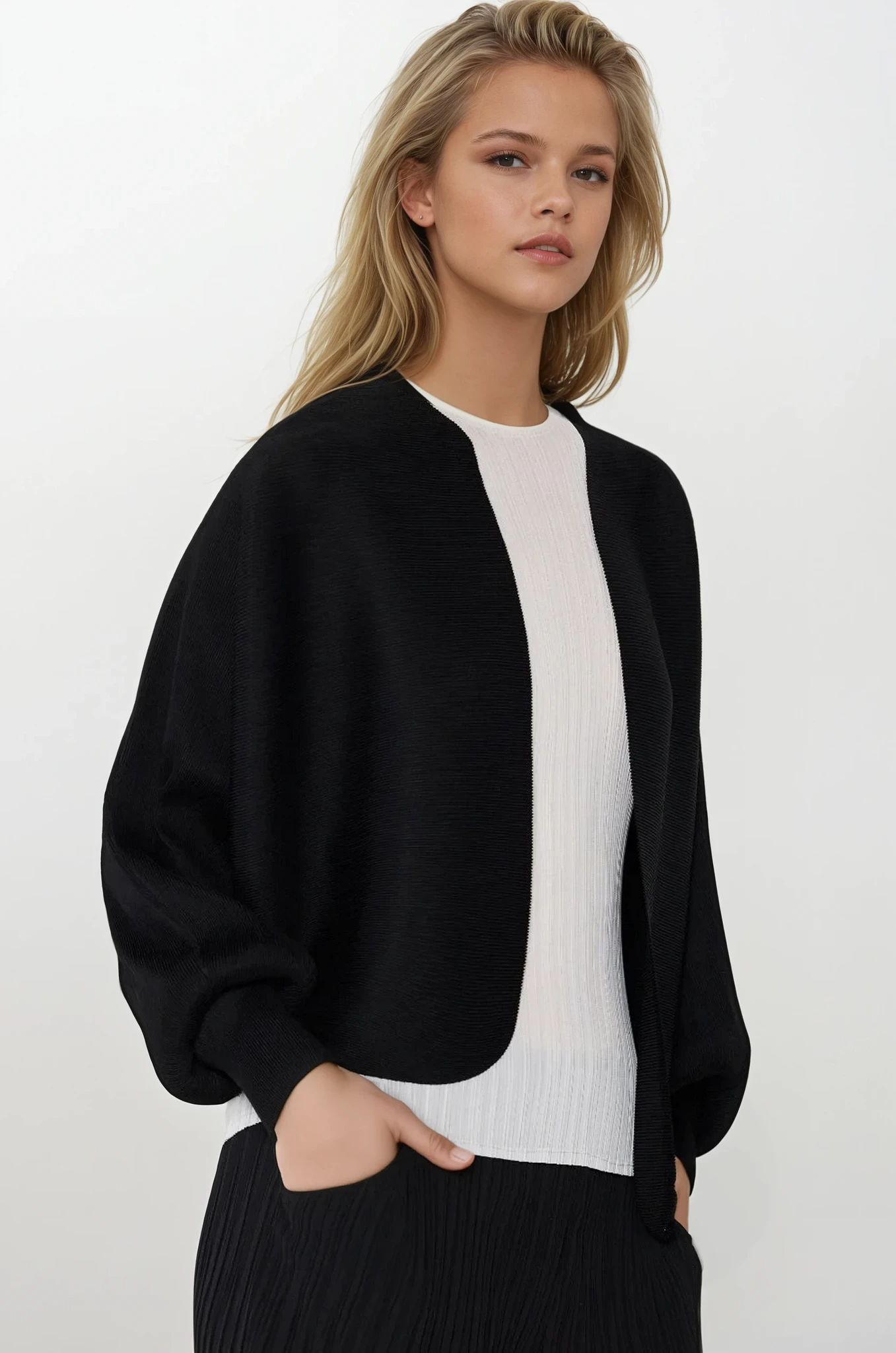 Sleek Ribbed Bolero Cardigan