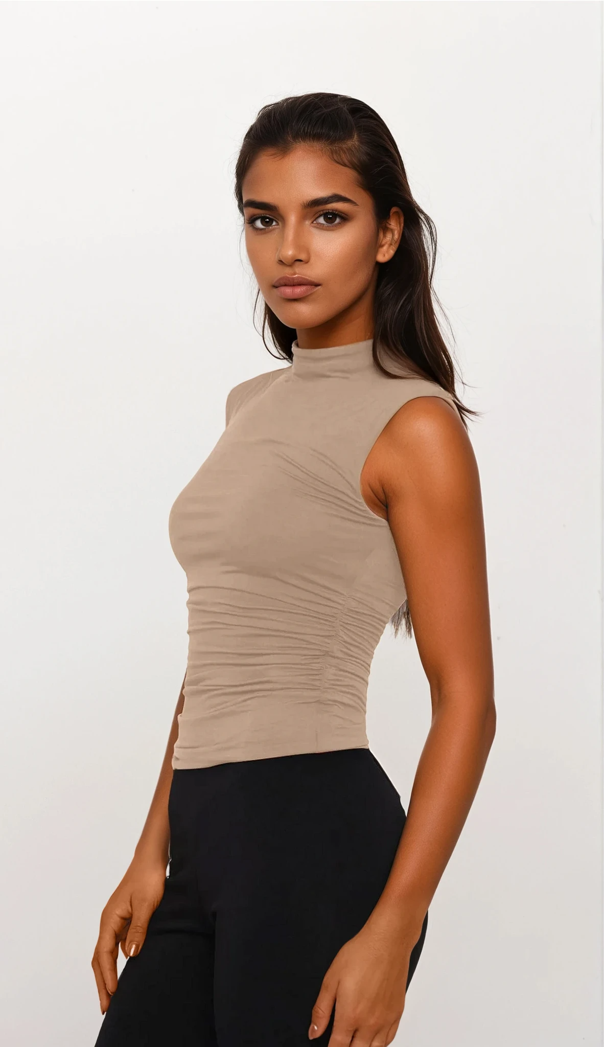 Everyday Mock Neck Ruched Tank