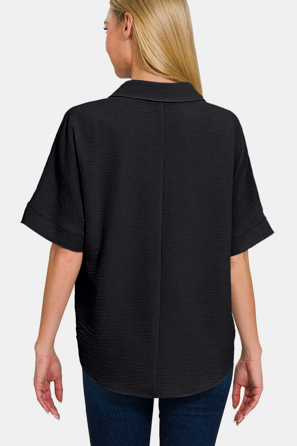 Versatile Collared Short Sleeve Top