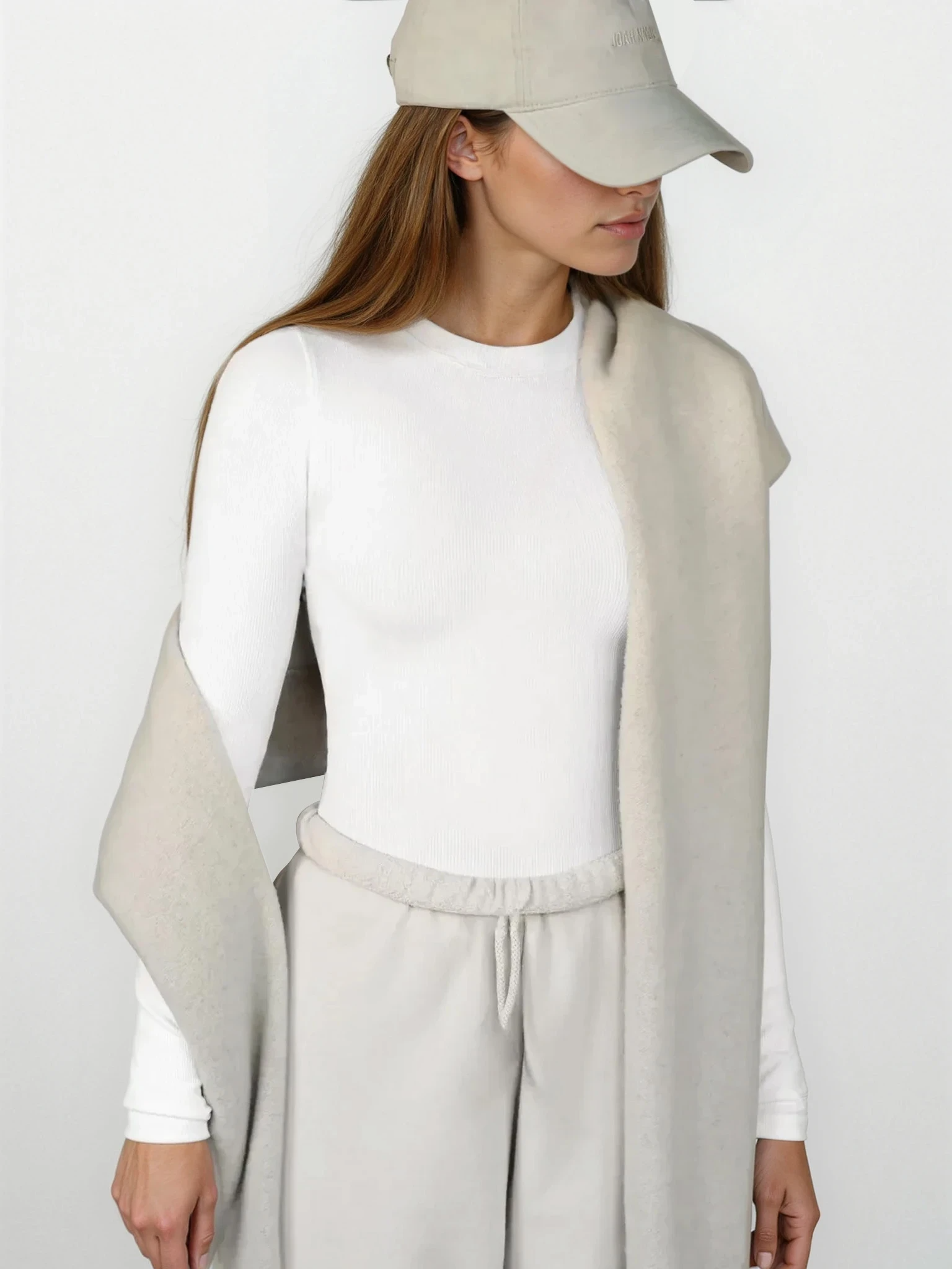 Light gray round neck long sleeve T-shirt from Trendsi, casual clothing with a fitted design and soft fabric.