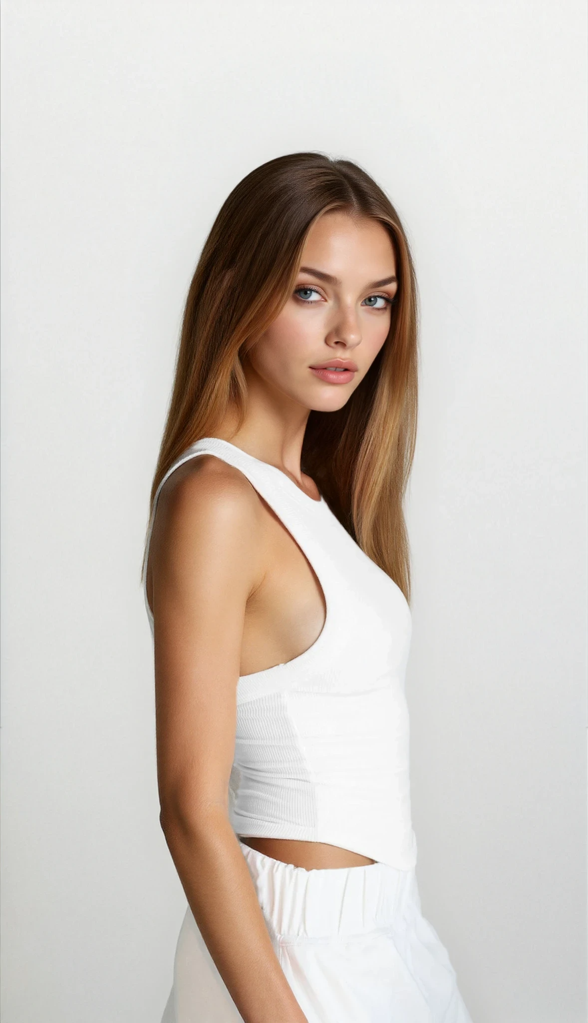 Light grey rib-knit halter neck cropped tank top from Trendsi, sleeveless design, perfect for casual summer outfits.
