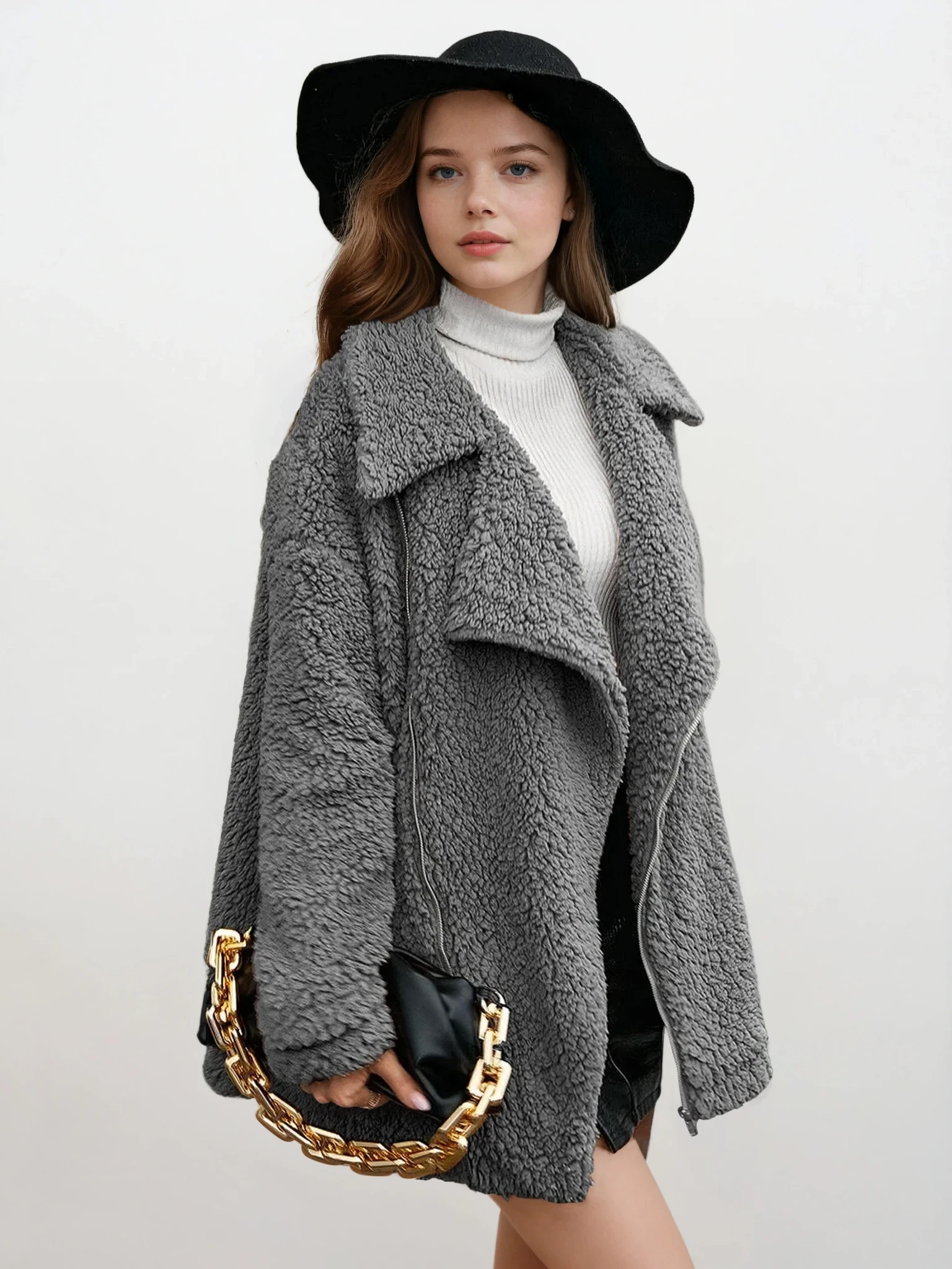 Sherpa Full-Zip Collared Jacket
