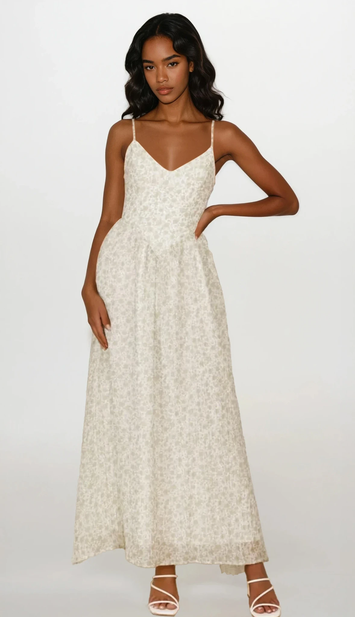 Fleuron Bow Back V-Neck Cami Dress in light fabric with bow detail at the back, stylish and feminine clothing from Trendsi.