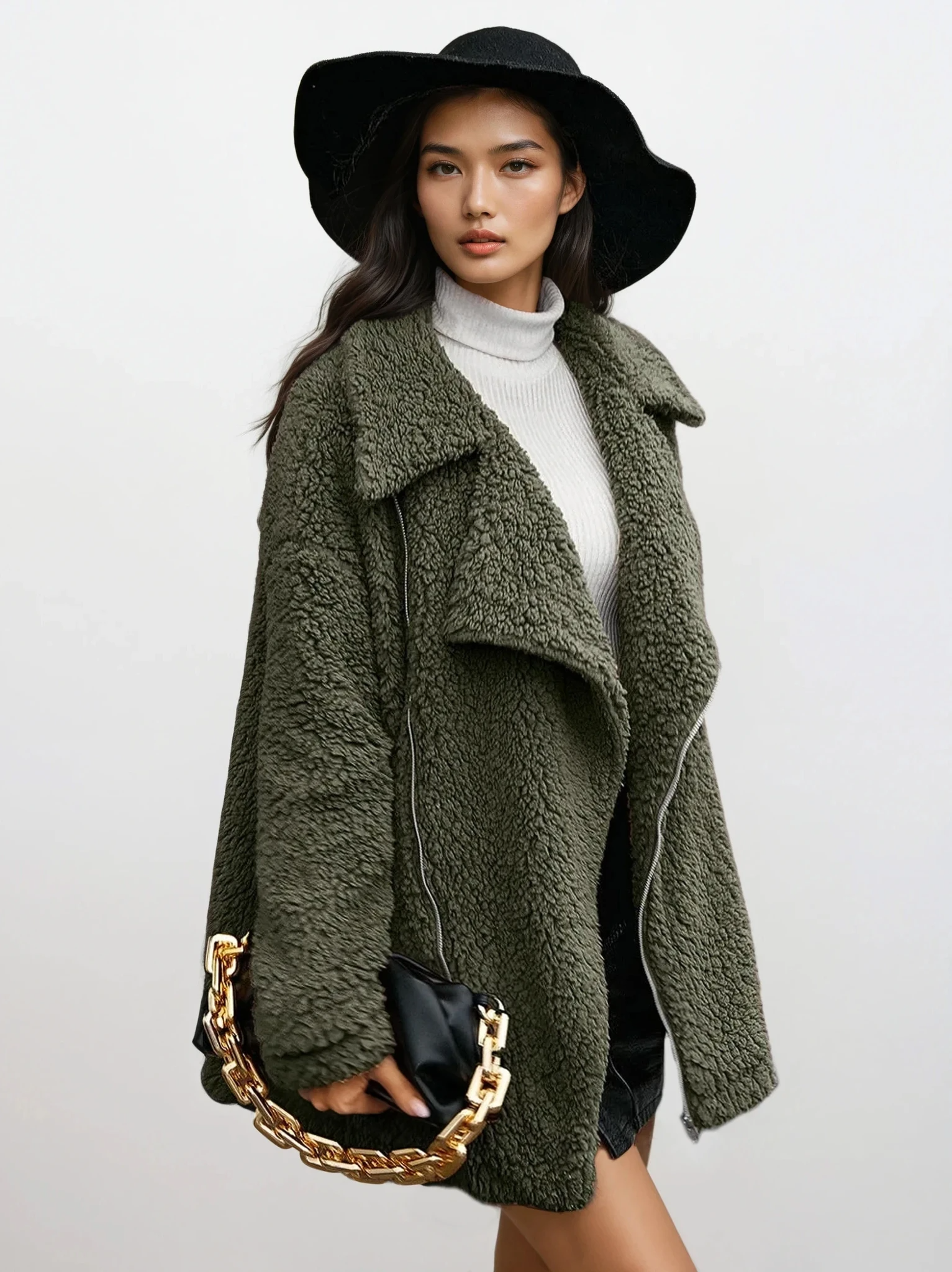 Sherpa Full-Zip Collared Jacket