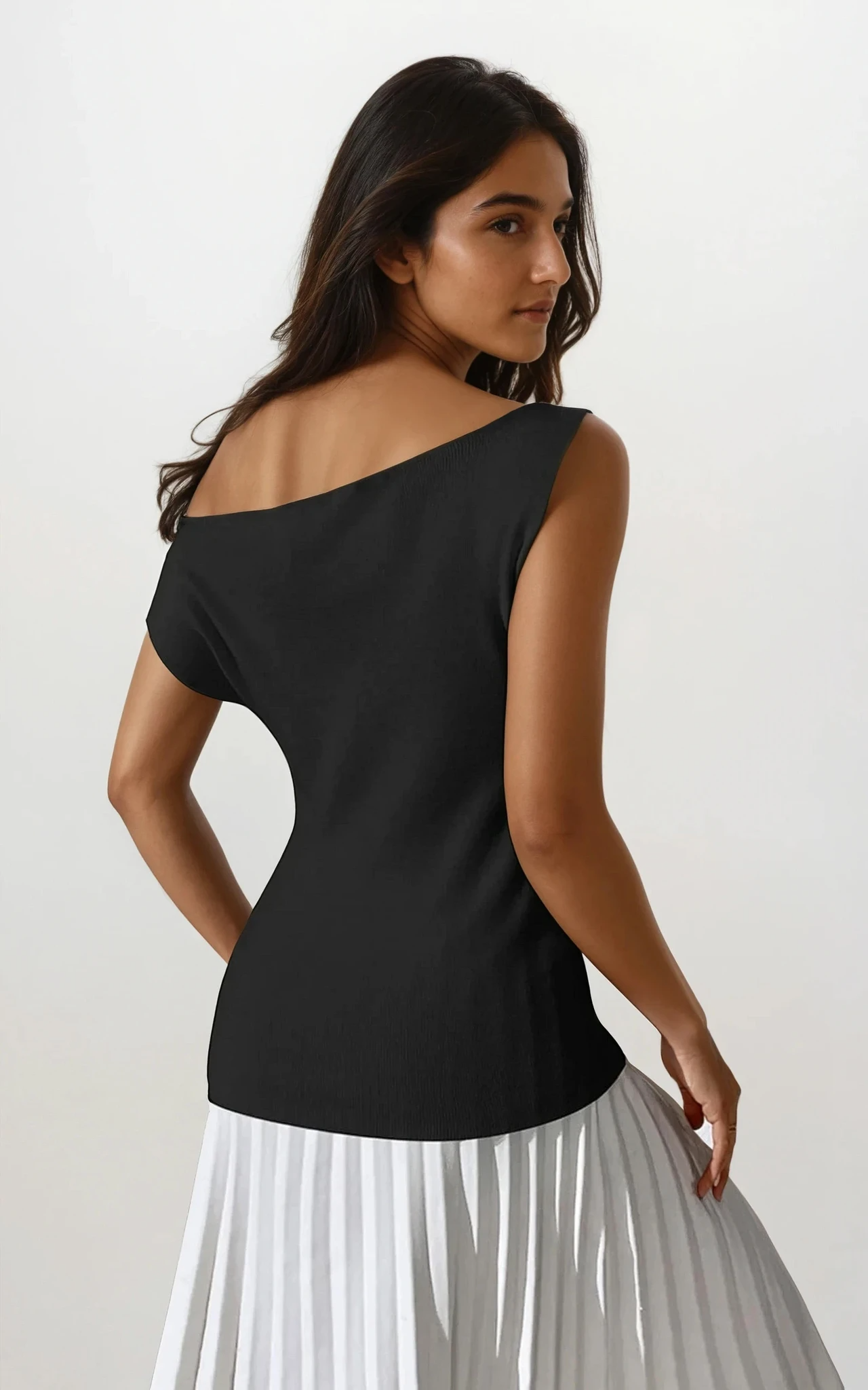 Light gray cold shoulder knit top from Trendsi featuring long sleeves and a relaxed fit, perfect for casual wear.