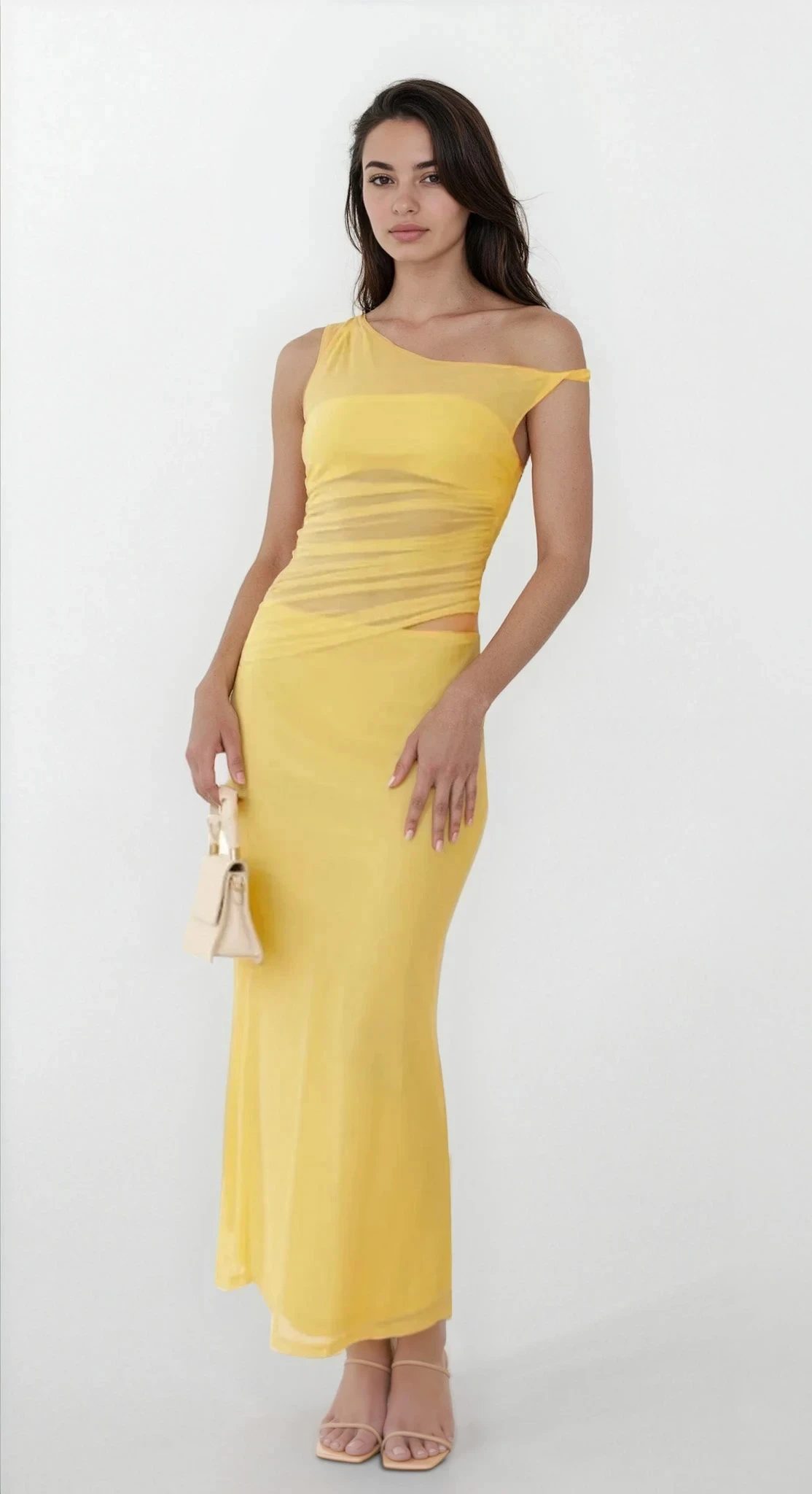 Trendsi Echelon asymmetrical sleeveless dress with cutout design, showcasing a stylish and modern clothing piece.