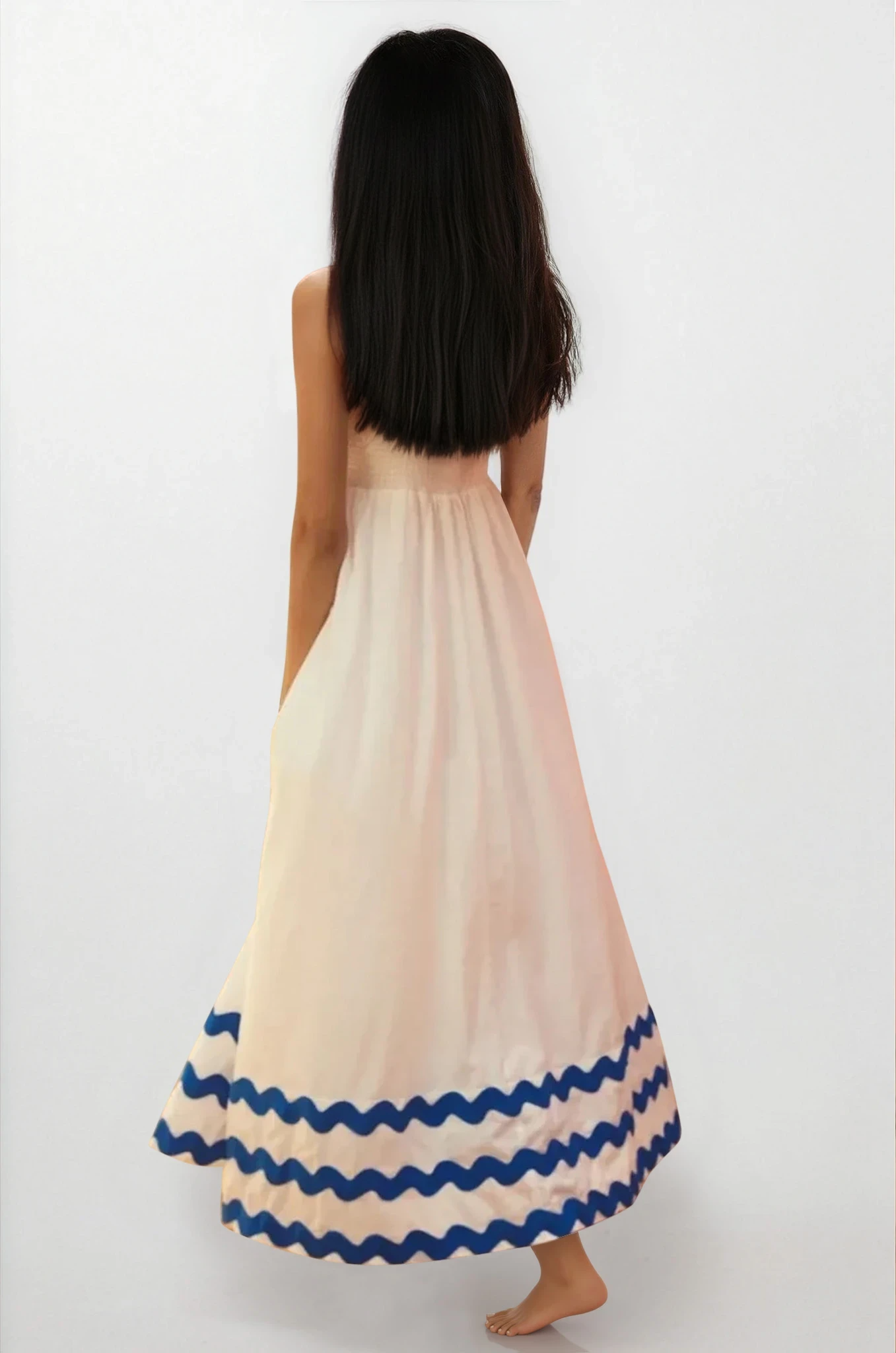 Azure Square Neck Wide Strap Maxi Dress