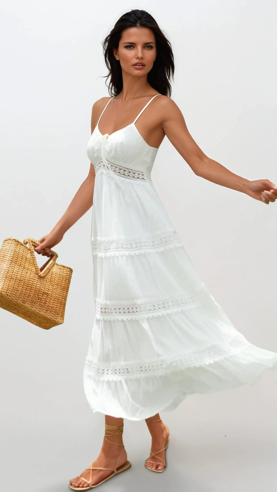 Astra Lace Smocked Cami Midi Dress