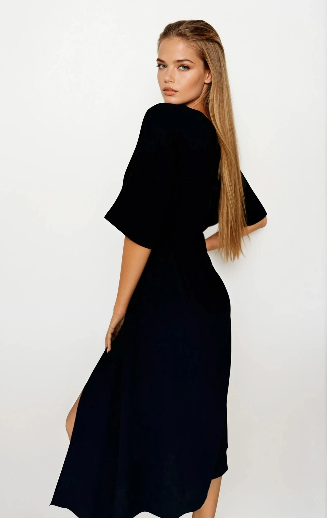 Aurelia Slit Half Sleeve Midi Dress