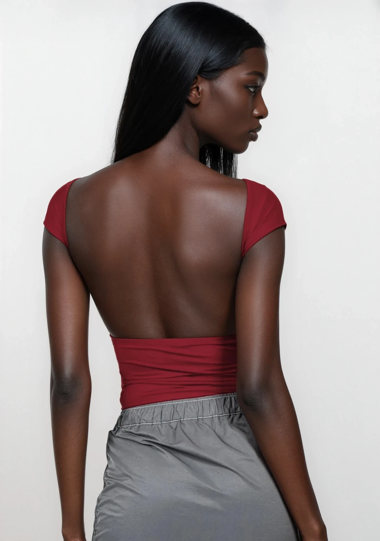 Backless Short Sleeve Cropped Blouse