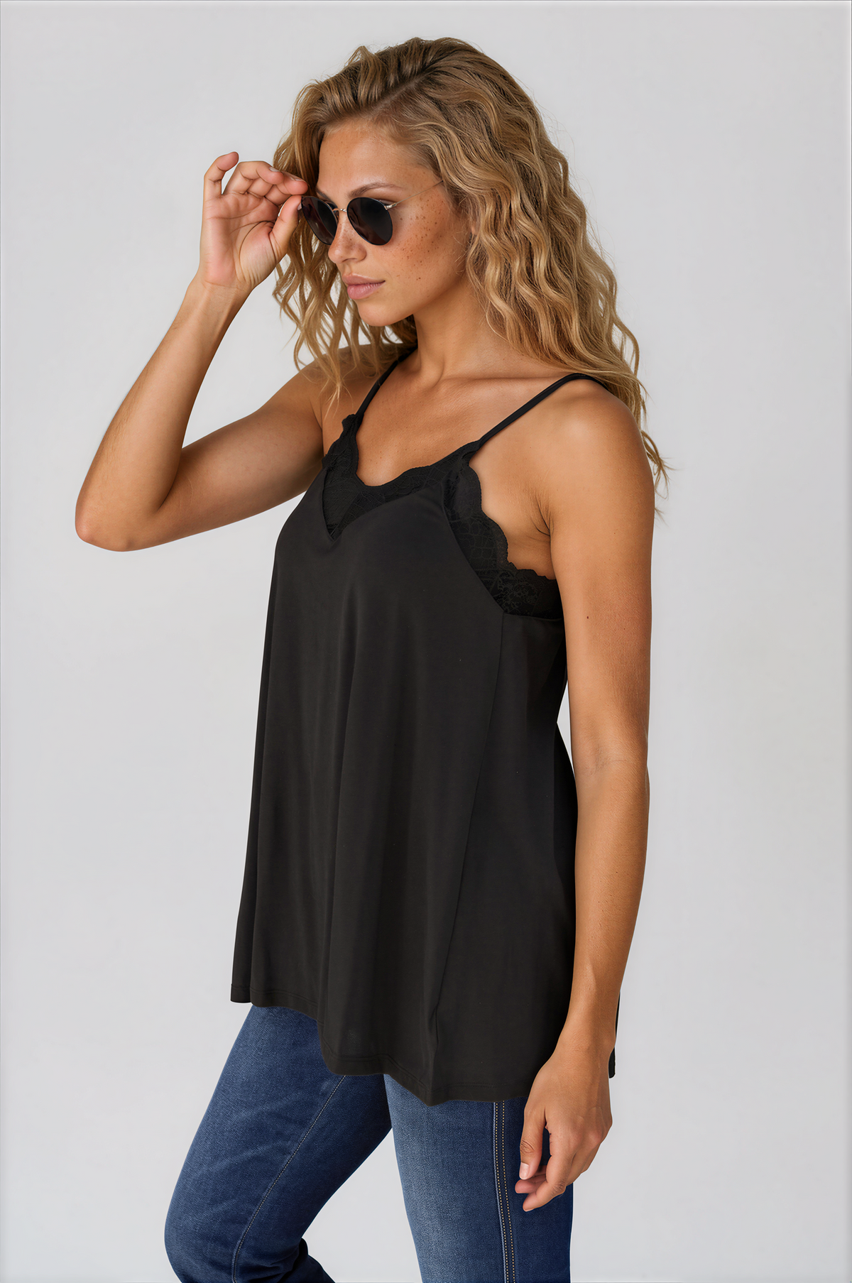 Lace Trim V-Neck Cami