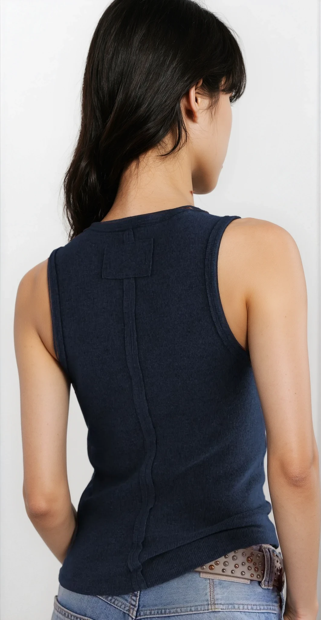 Light blue Core Cover V-Neck Tank top from Trendsi, featuring a fitted v-neck design and sleeveless style.