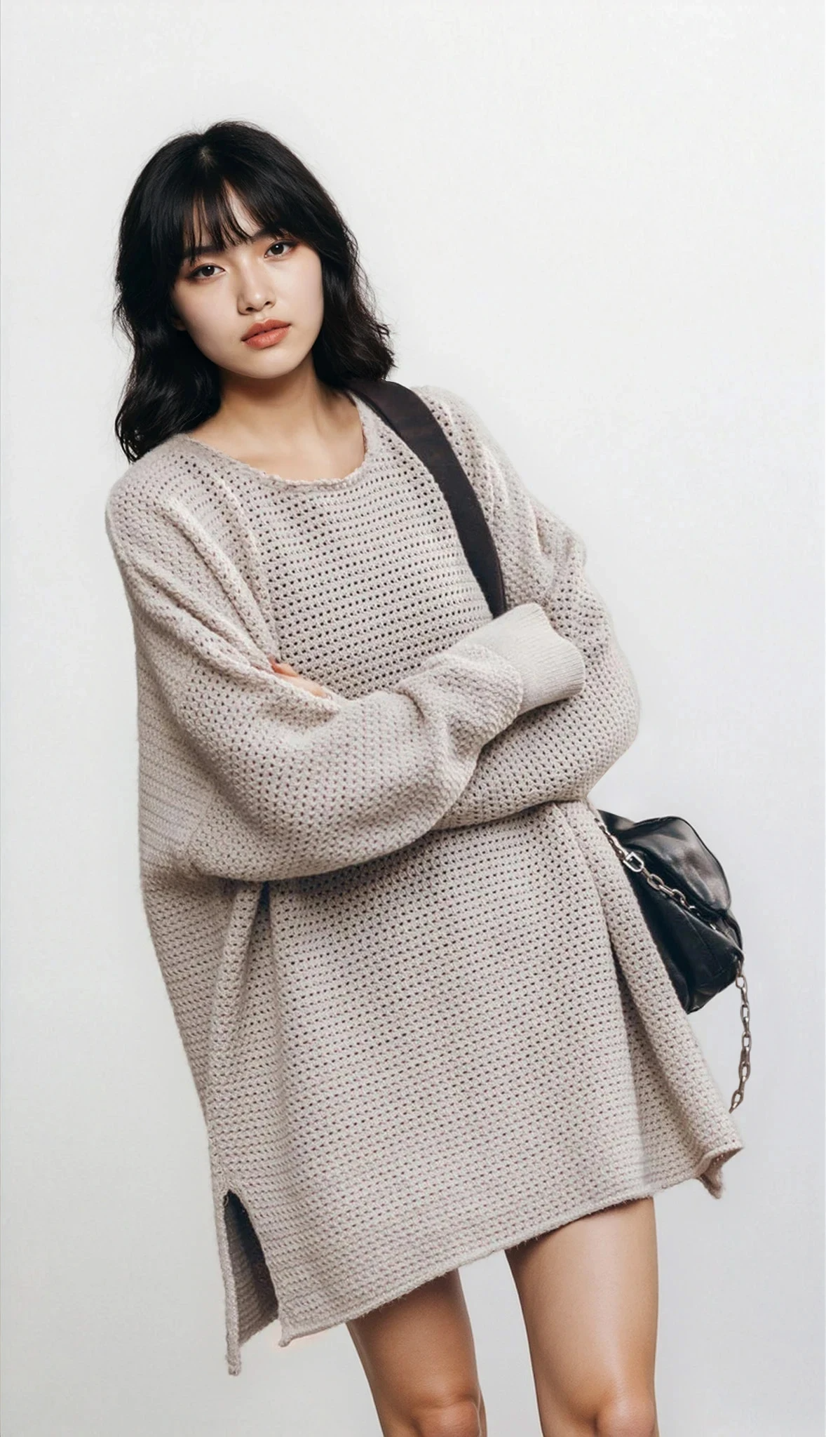 Threadline Round Neck Slit Sweater