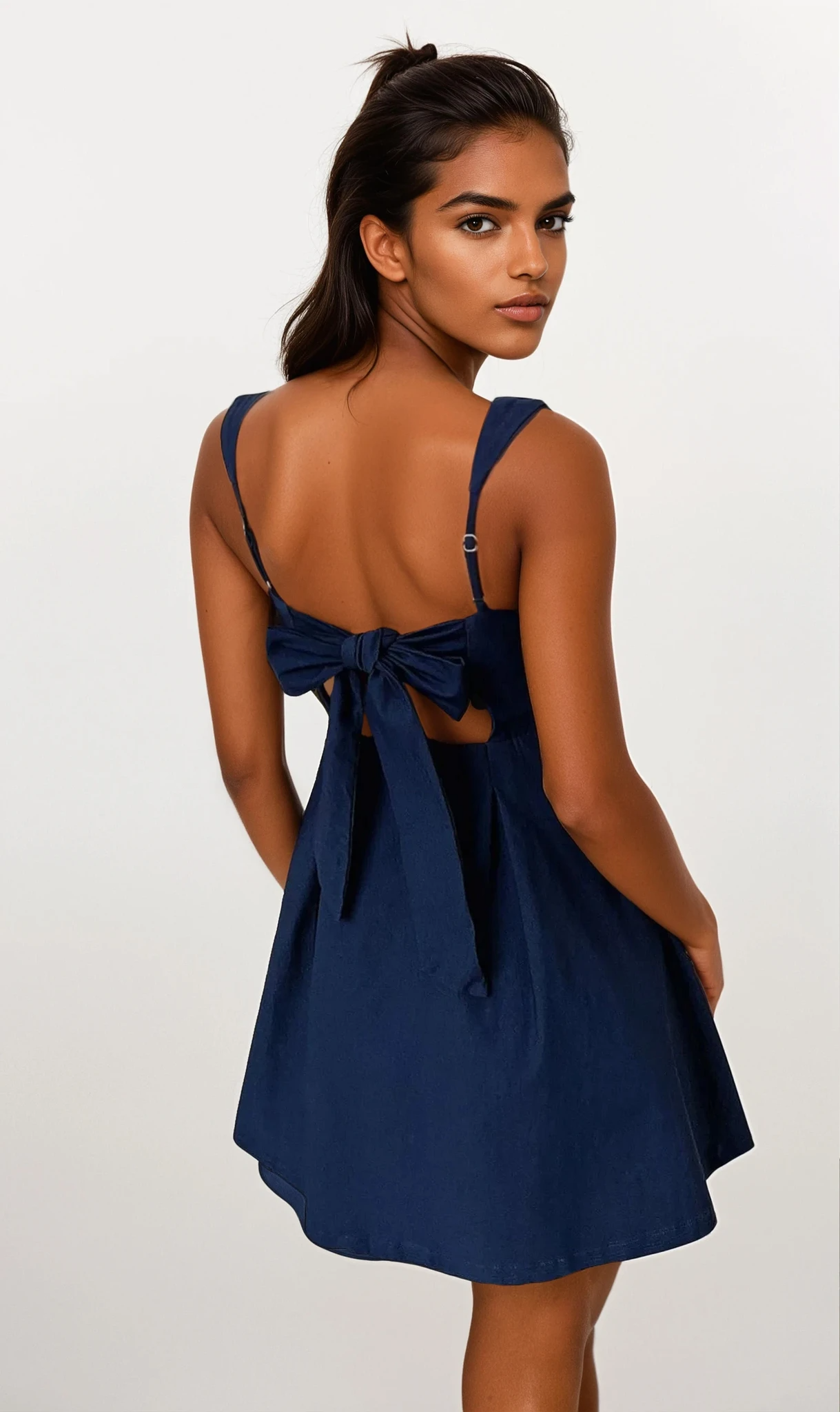 Bow Back Square Neck Mini Dress
