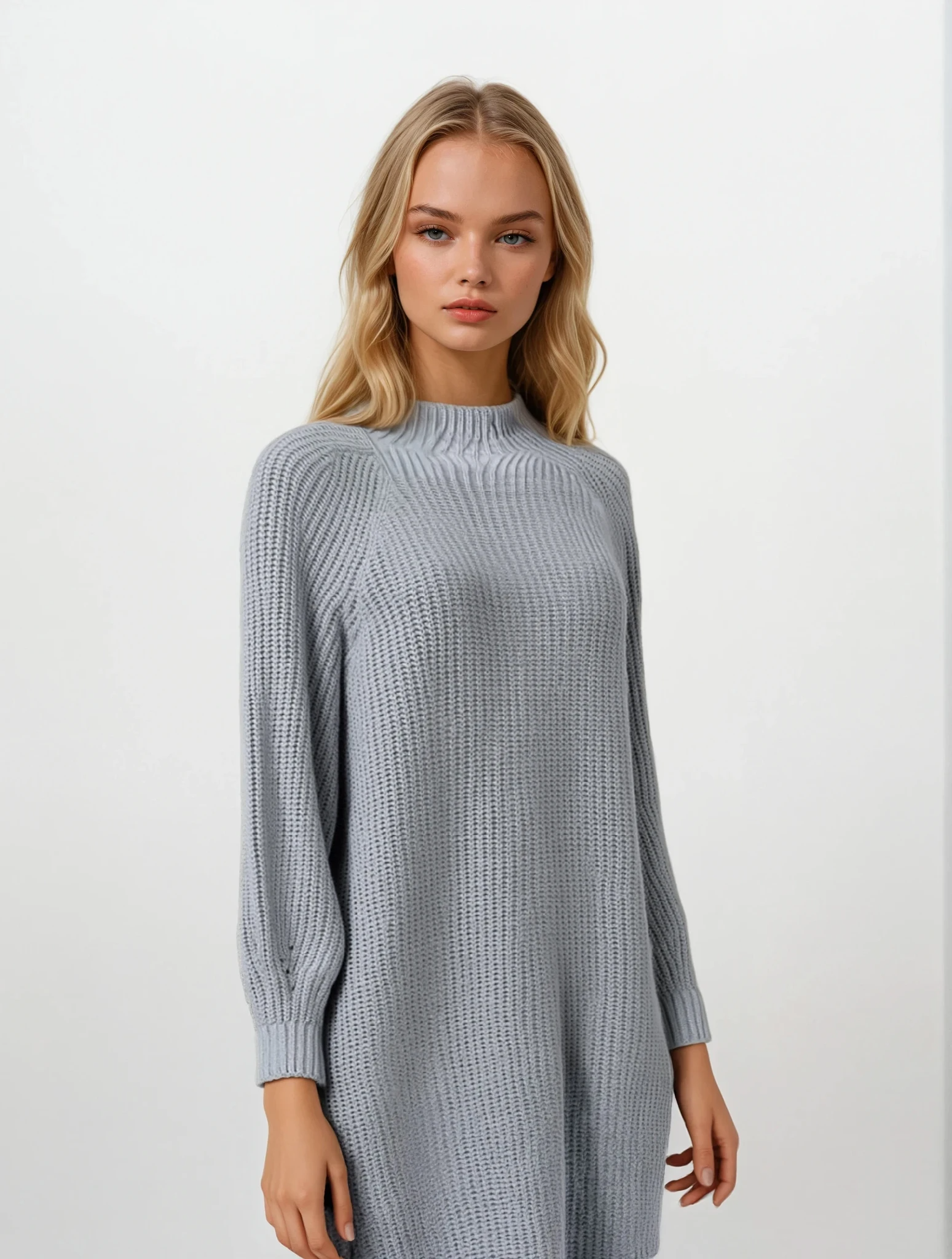 Mock Neck Long Sleeve Sweater Dress
