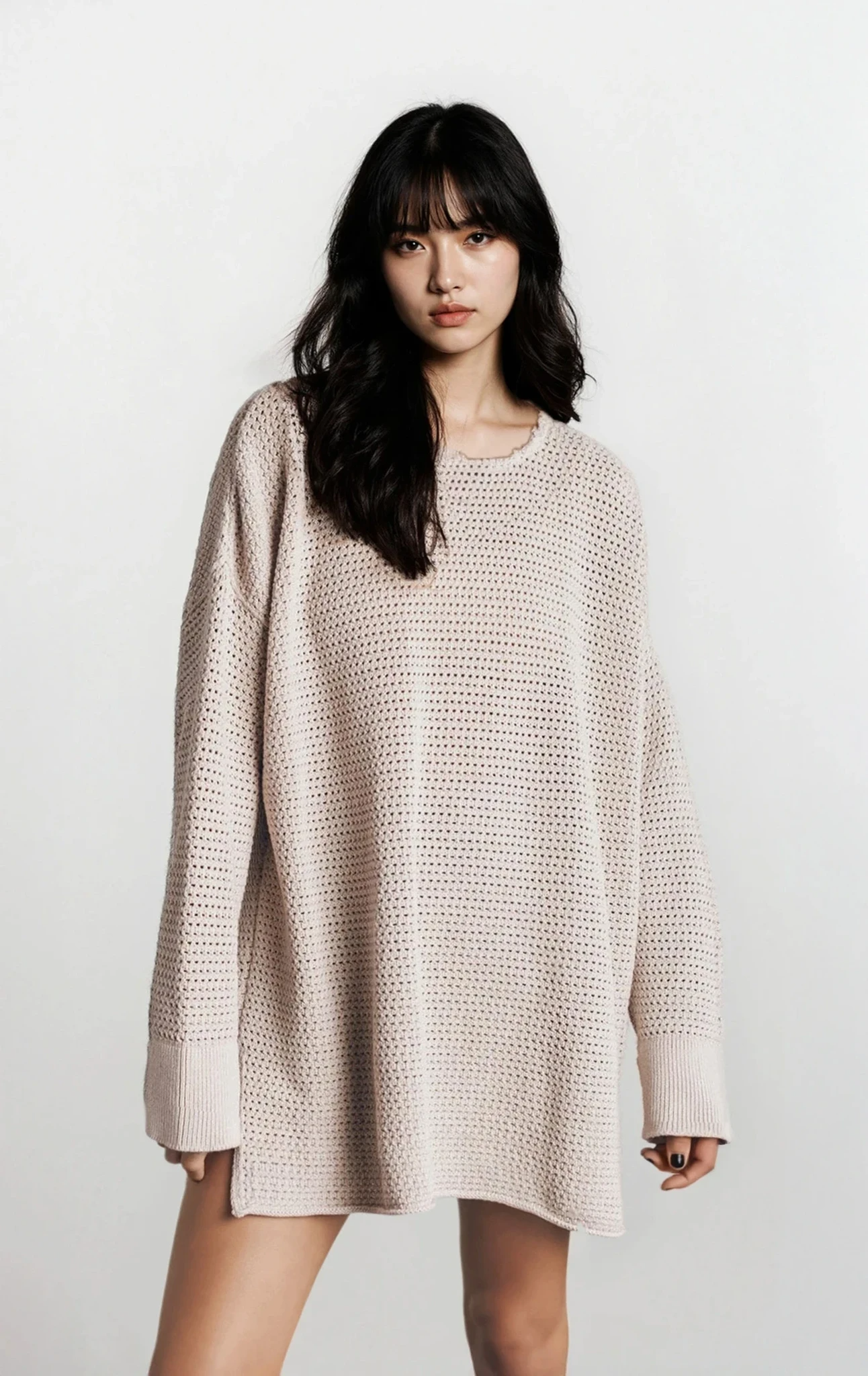 Threadline Round Neck Slit Sweater