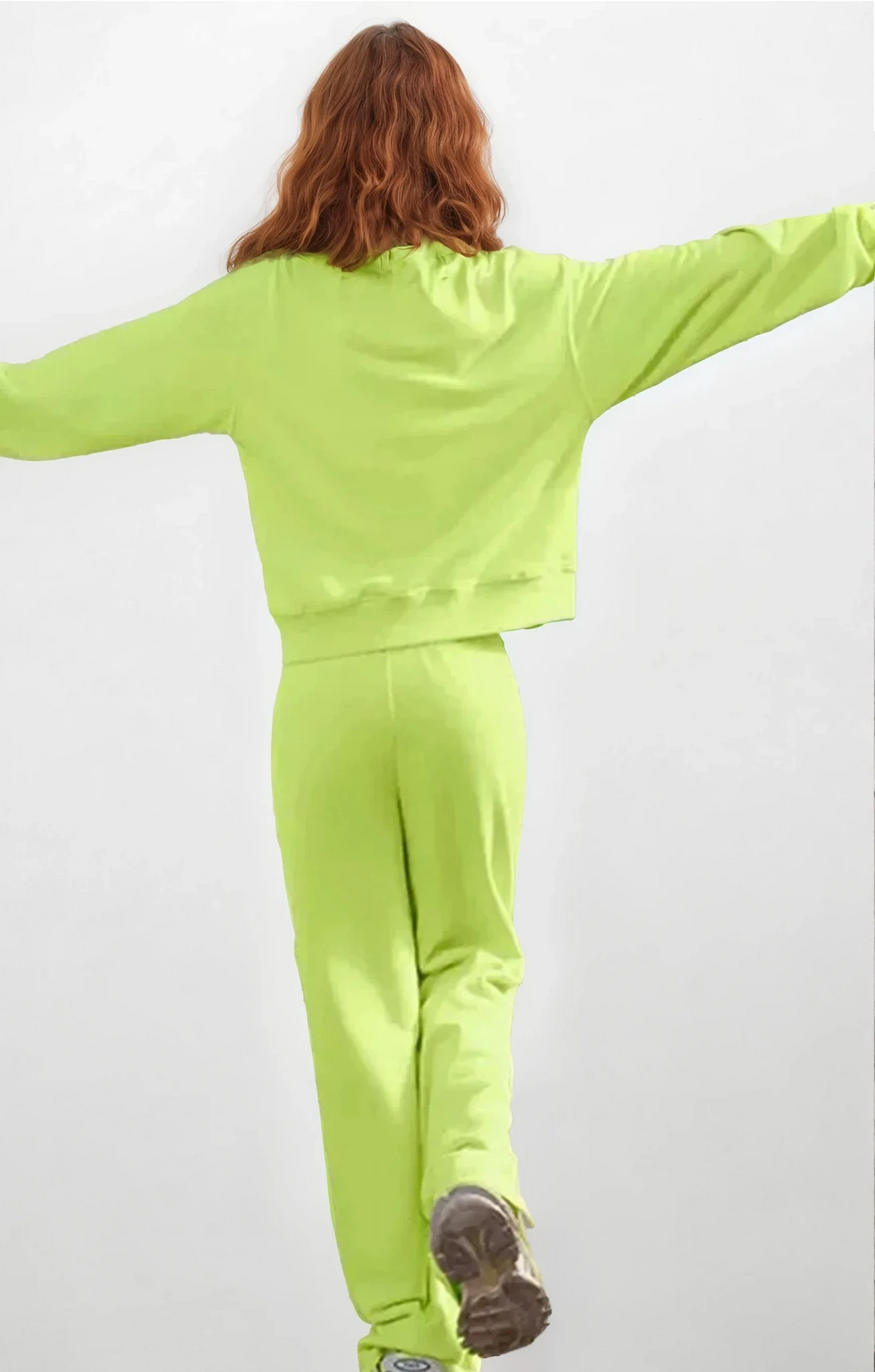 Airy Round Neck Long Sleeve Pullover and High-Waist Sweatpant Set