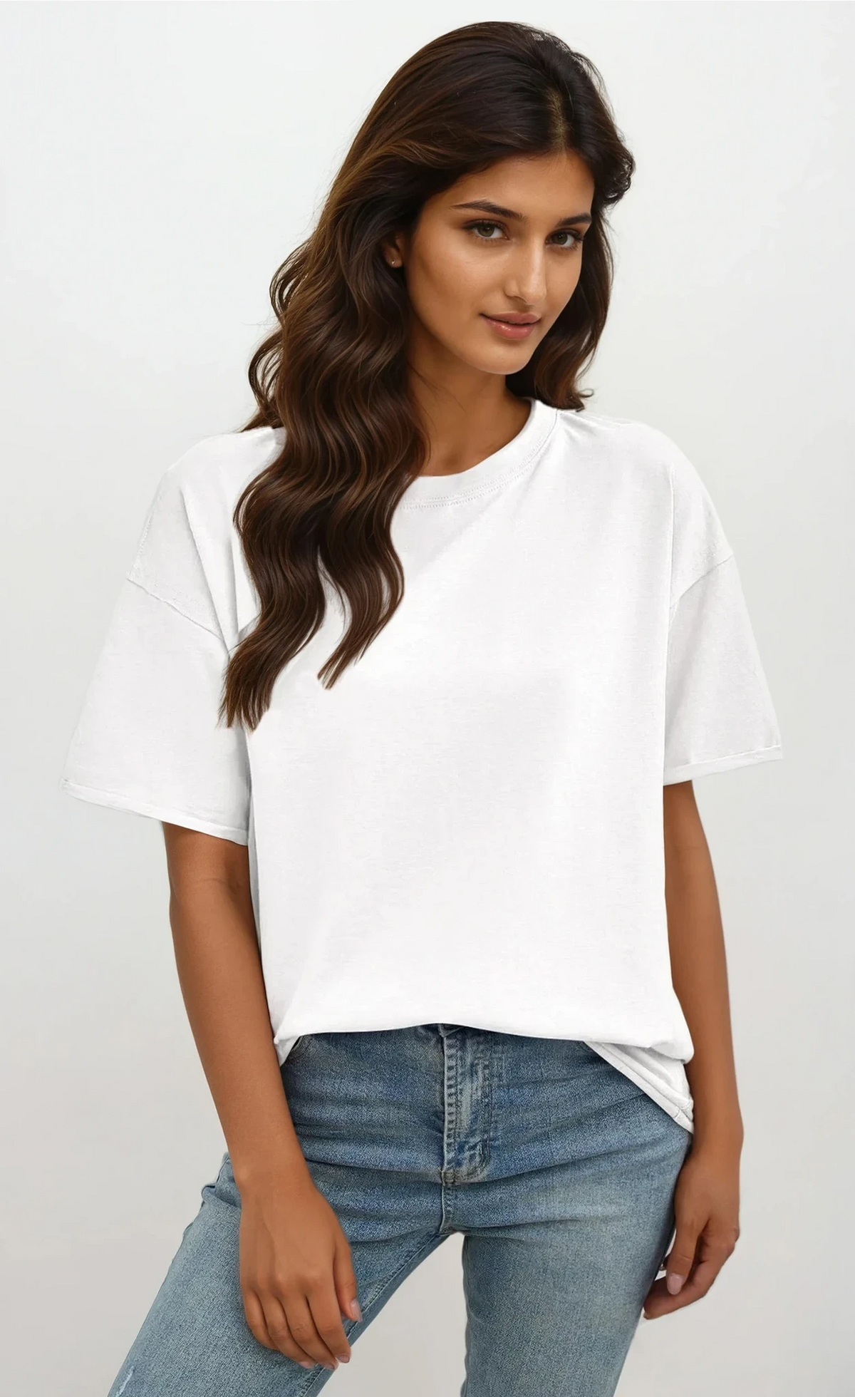 bare round neck half sleeve t-shirt in solid color