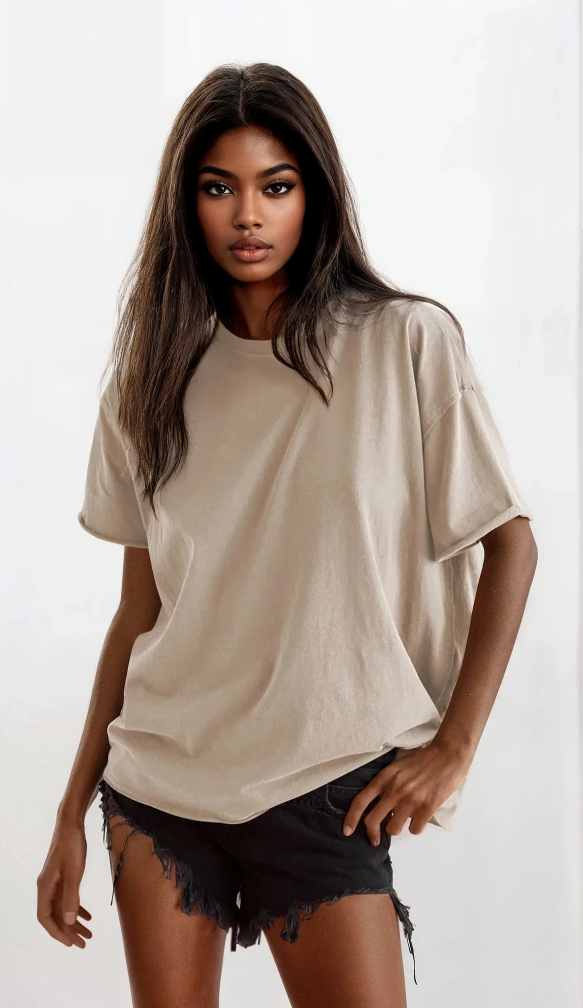 bare round neck half sleeve t-shirt in solid color