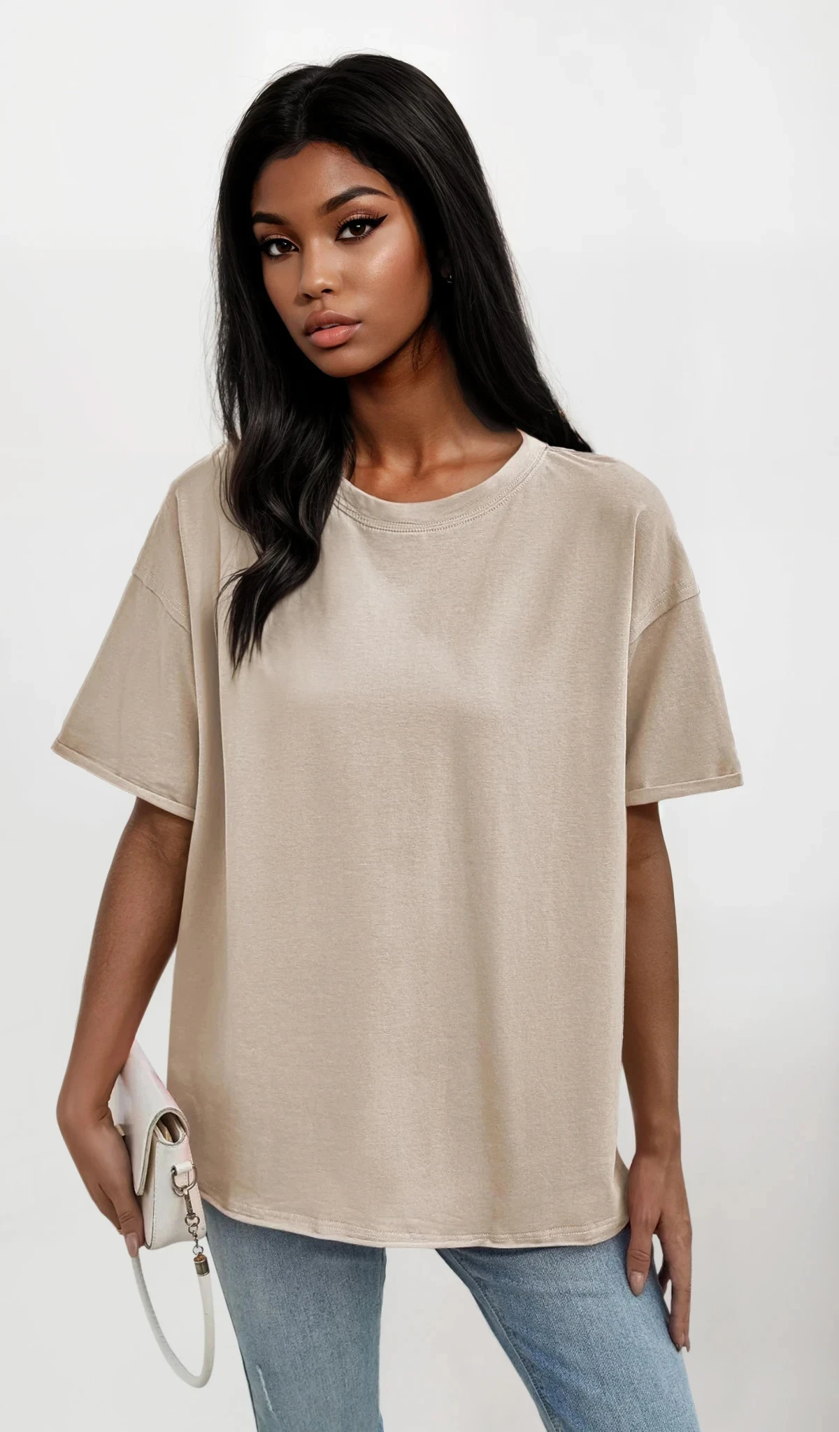 Bare round neck half sleeve t-shirt with stretchy fit