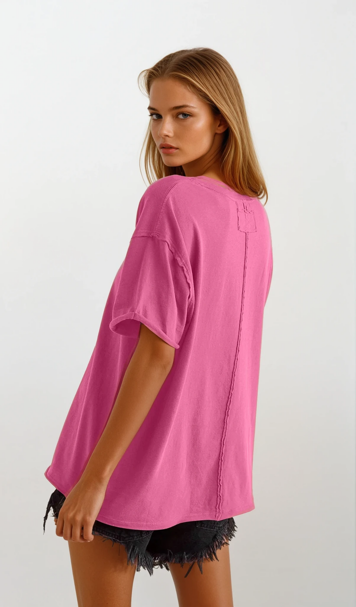 bare round neck half sleeve t-shirt in solid color