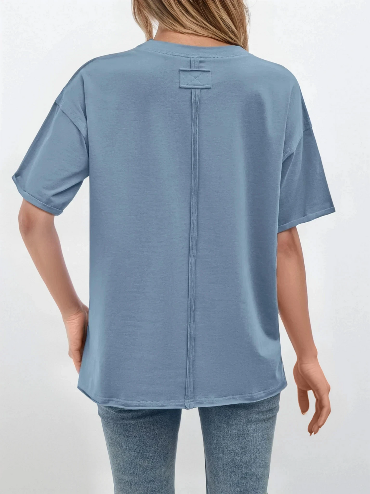 bare round neck half sleeve t-shirt with solid pattern
