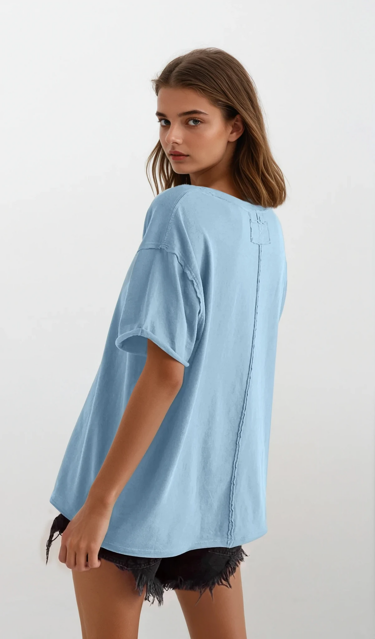 bare round neck half sleeve t-shirt with solid pattern