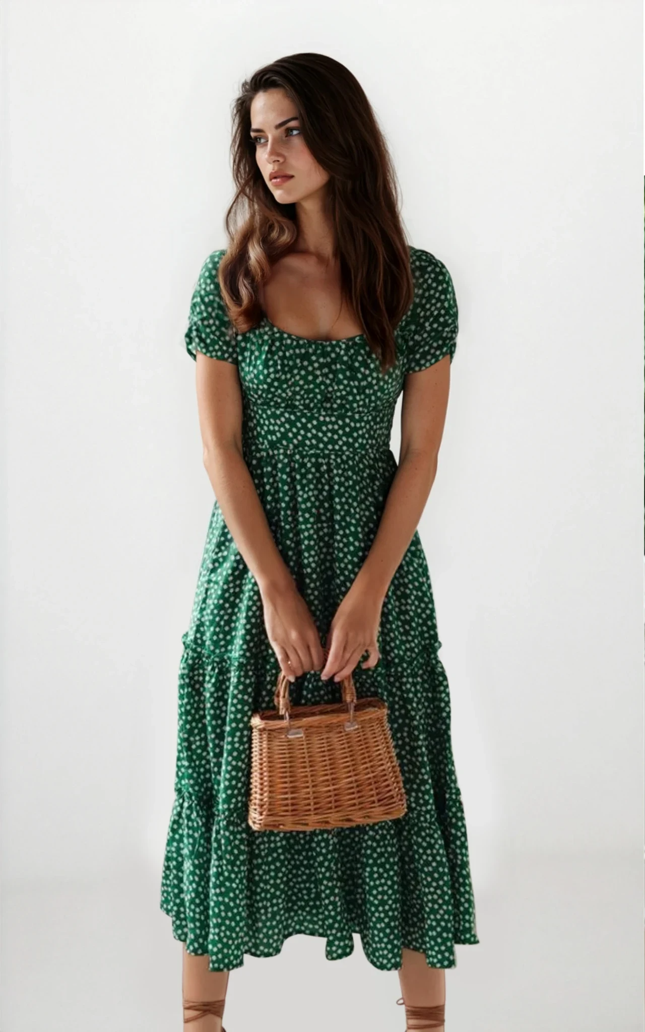 Blossom Square Neck Midi Dress