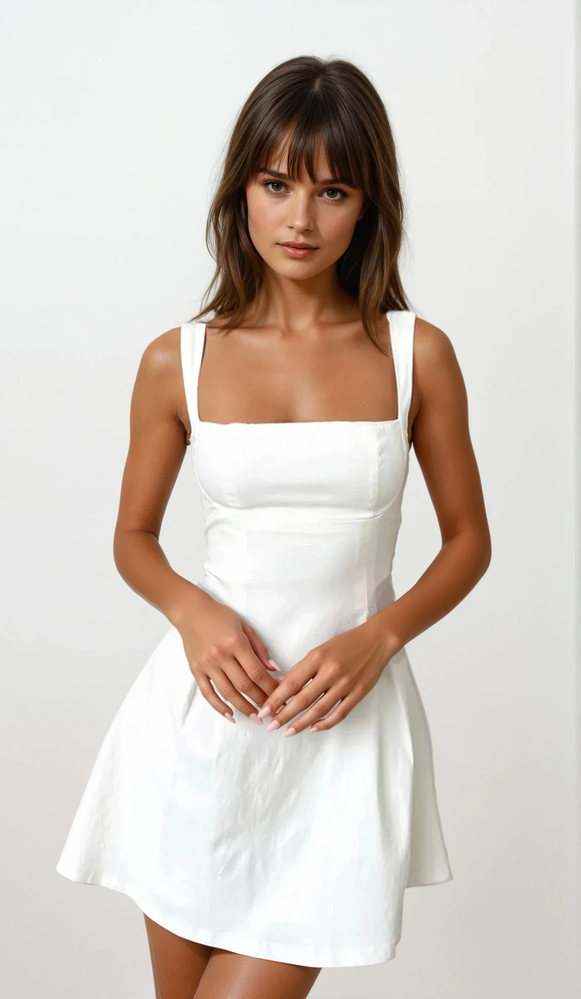 Bow back square neck mini dress in solid pattern