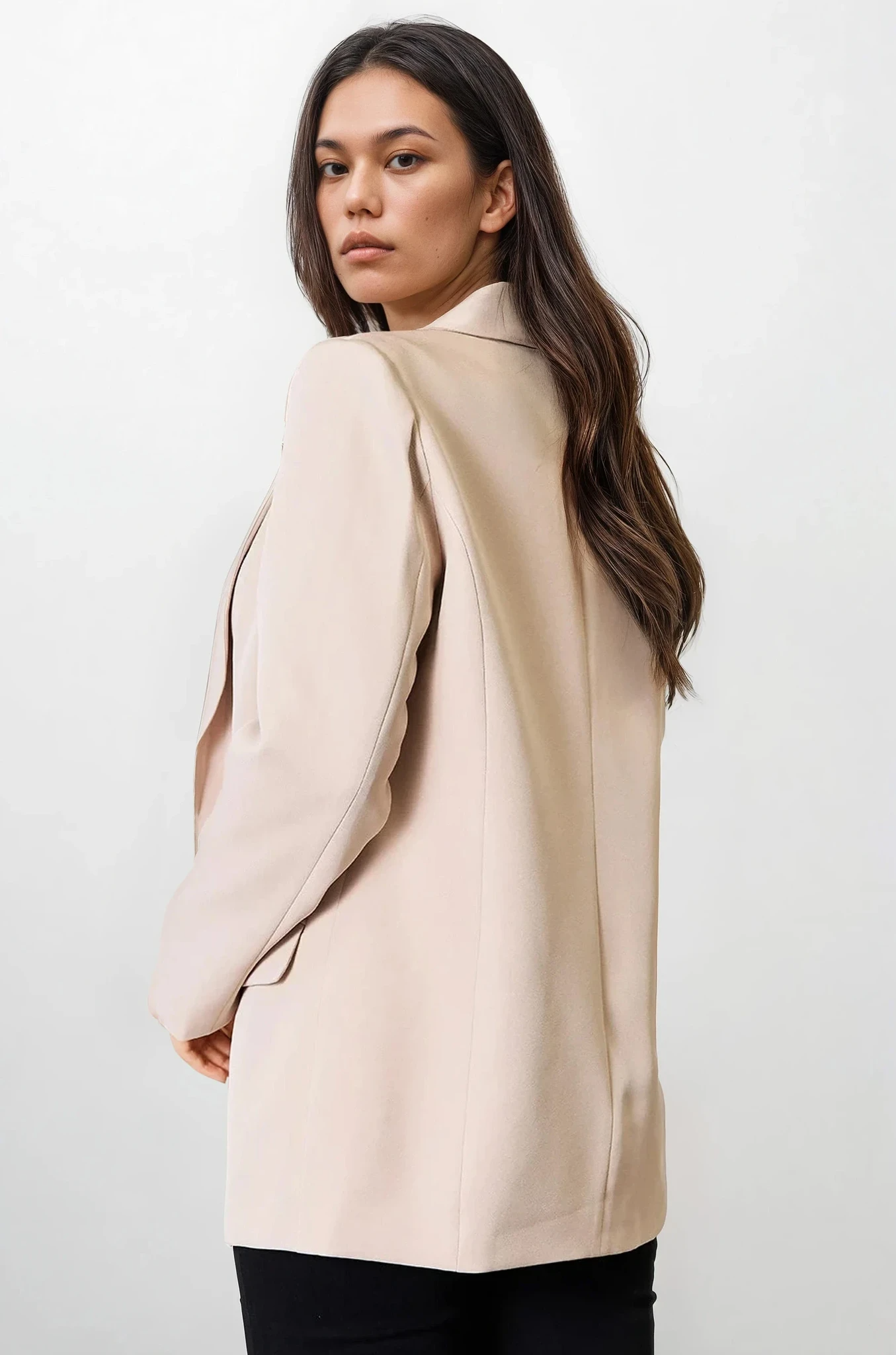 Business class shawl collar blazer with pockets and solid pattern