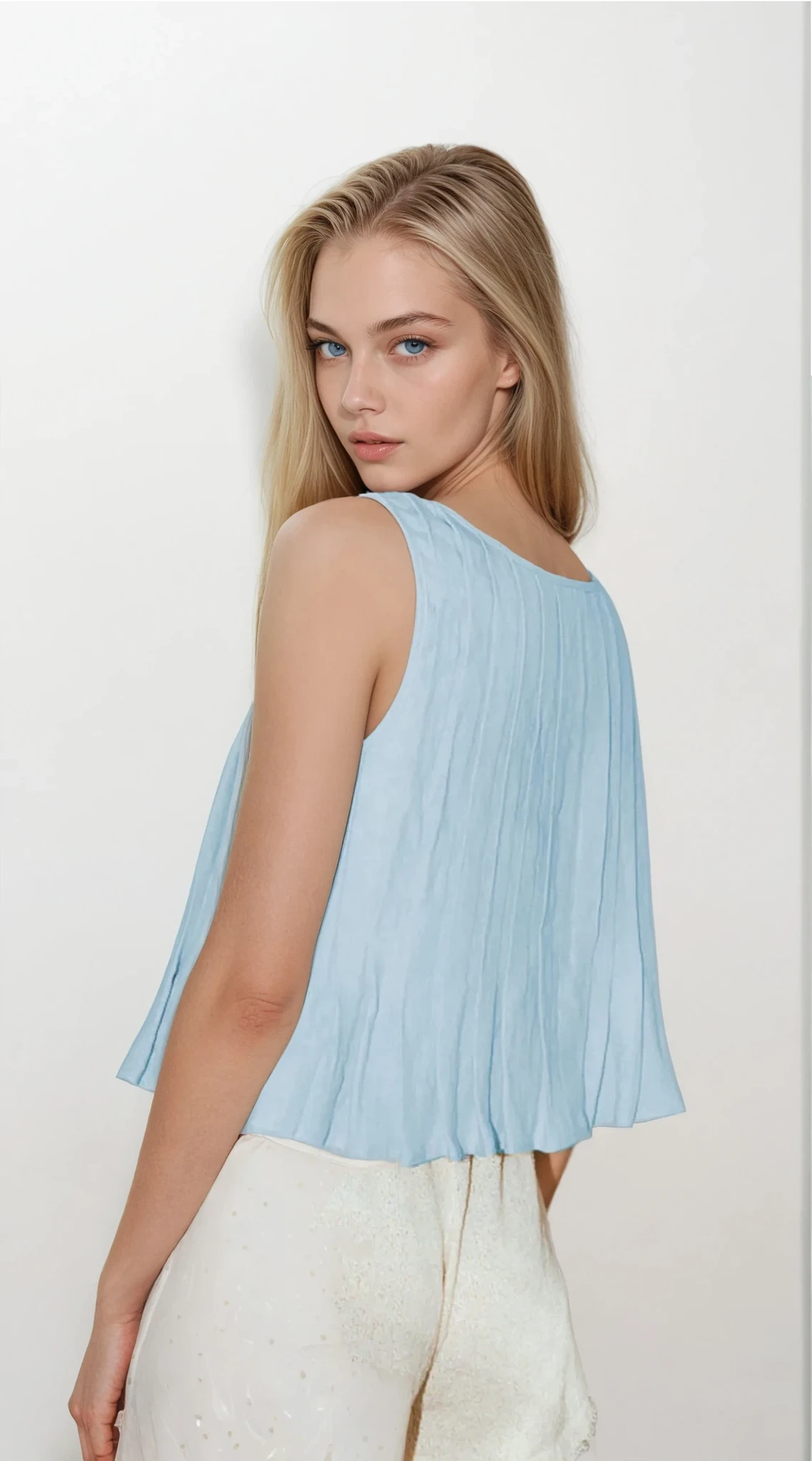 Pleated Tied Round Neck Vest