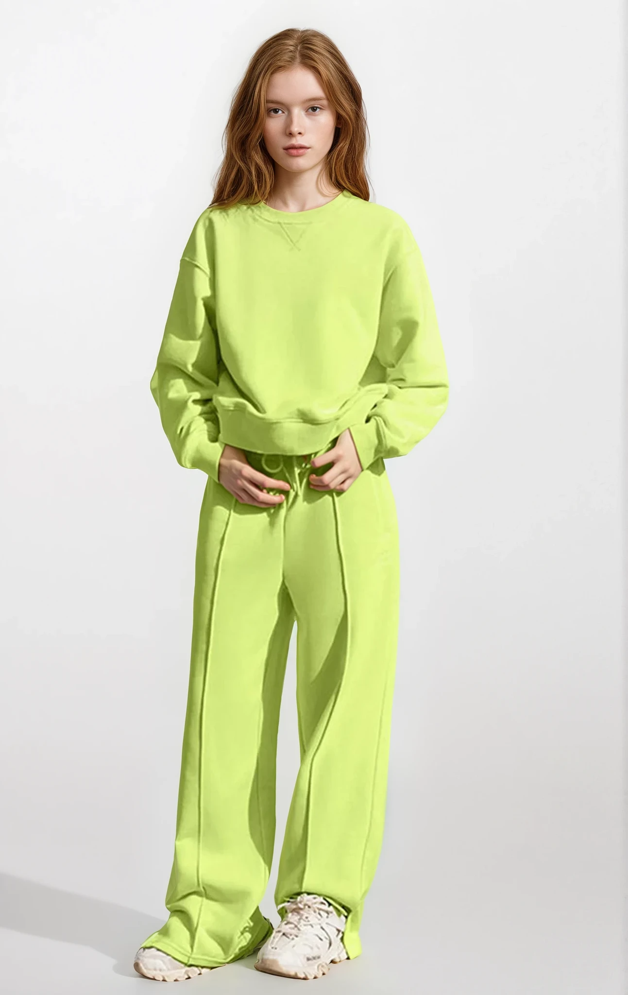 Airy Crew Neck Pullover and High-Waist Sweatpant Set