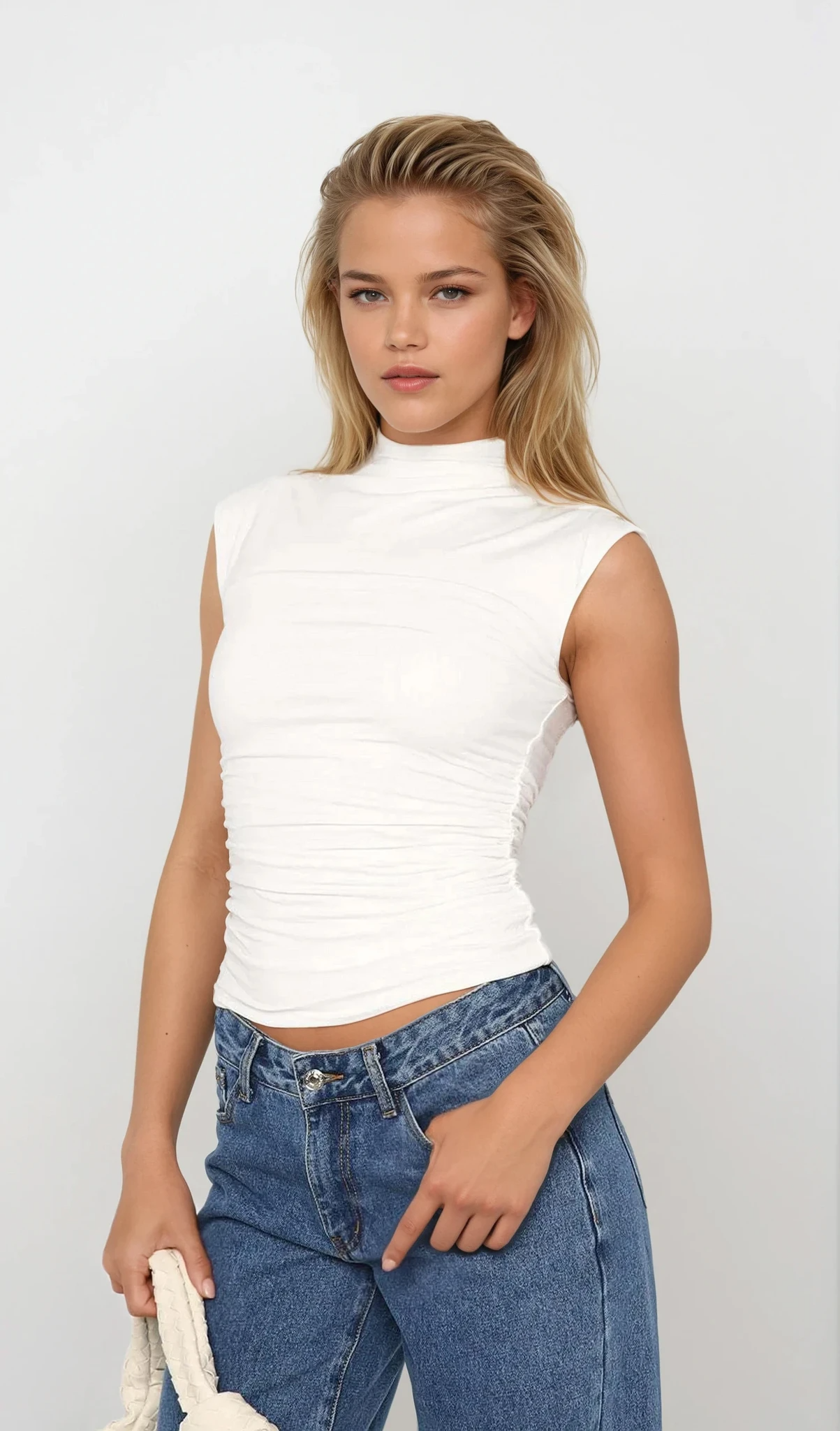 Everyday Mock Neck Ruched Tank