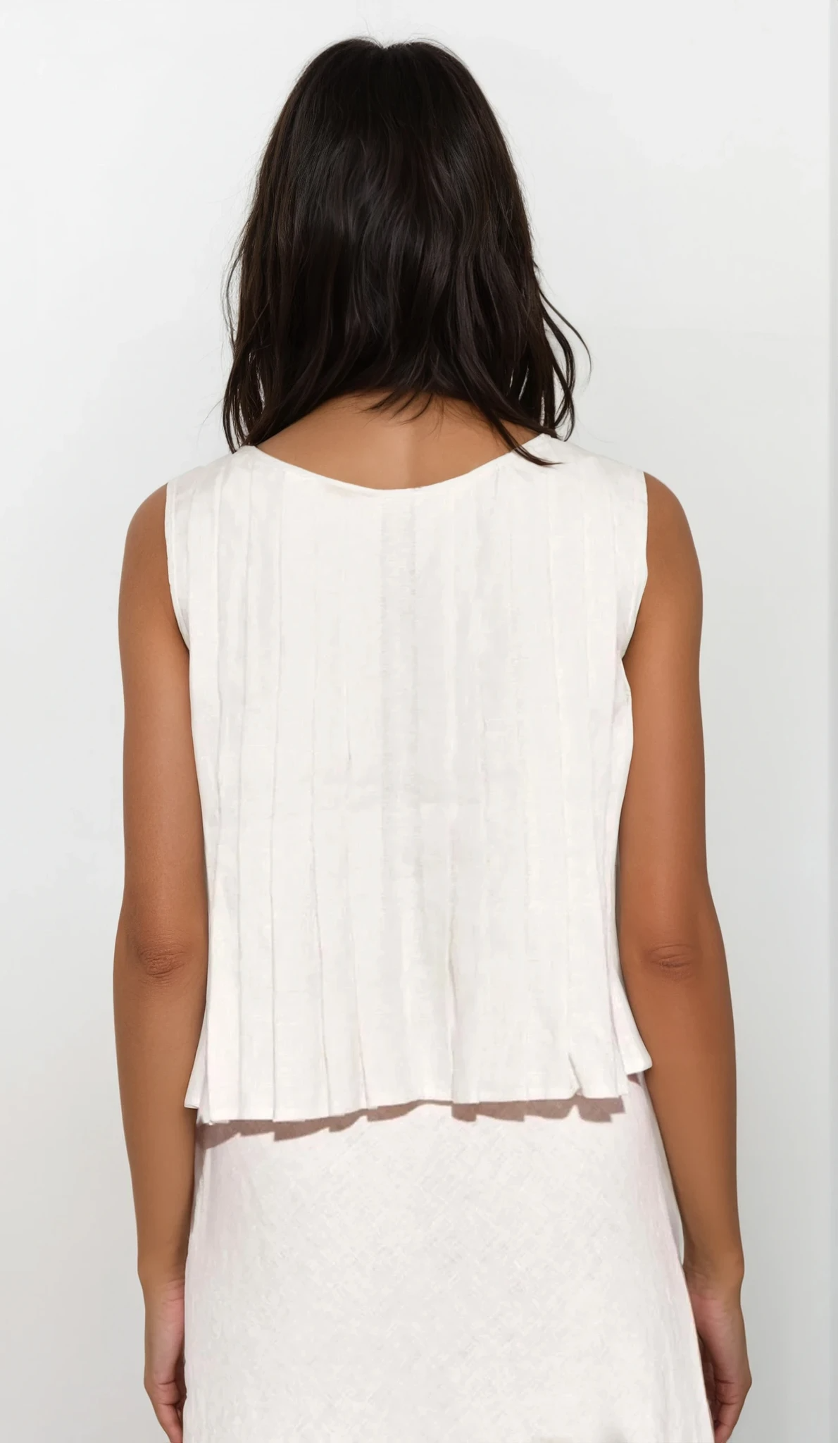 Pleated Tied Round Neck Vest