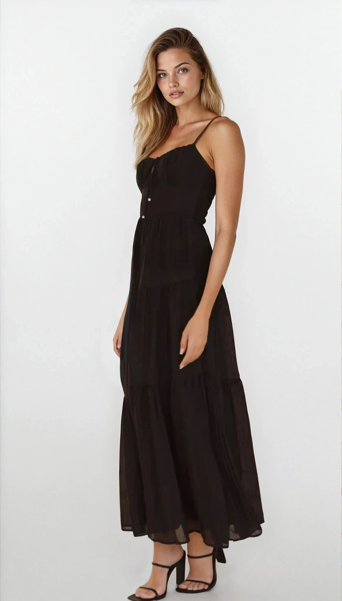 Selene Ruched Smocked Back Cami Maxi Dress by Trendsi, lightweight clothing with ruched design and smocked back detail.