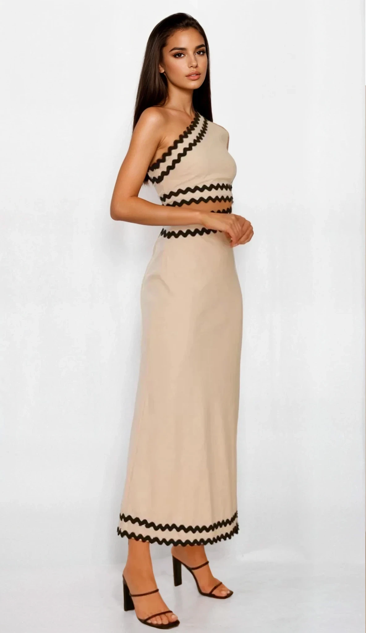 Celine cutout single shoulder dress with sleeveless design and maxi length