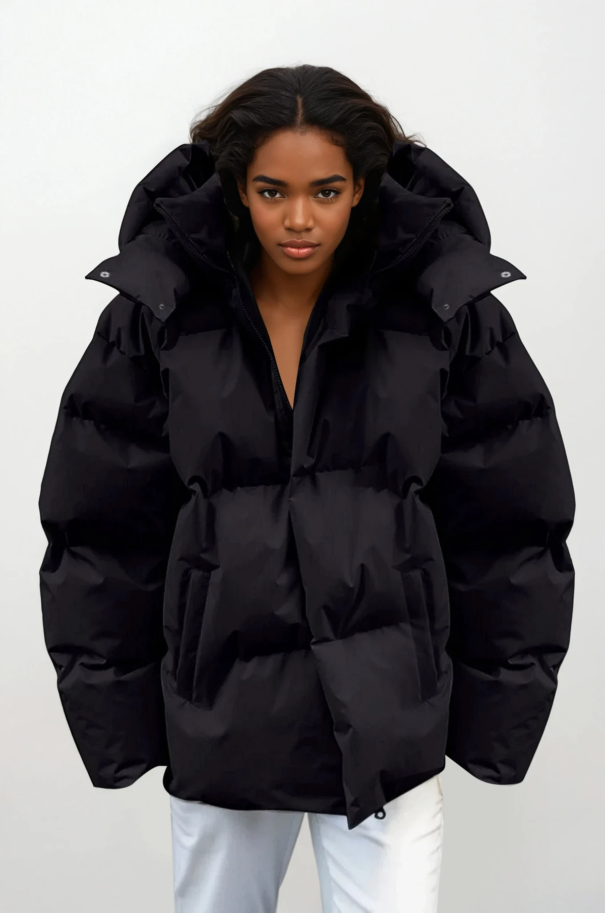 Lightweight chill puffer jacket with full zip and solid pattern
