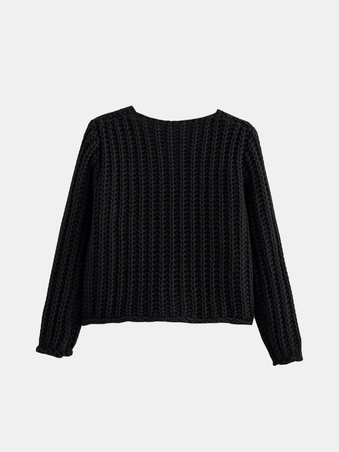 chunky button-down long sleeve cardigan with buttoned front and solid pattern