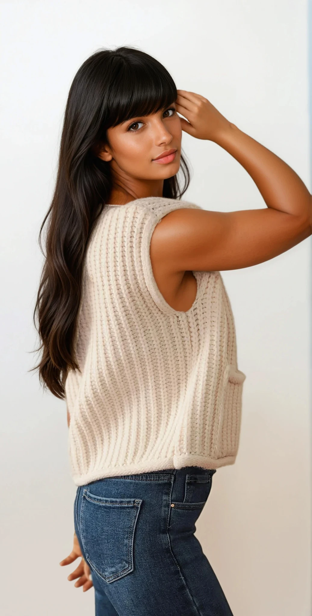 Chunky button down vest in solid pattern with buttoned front