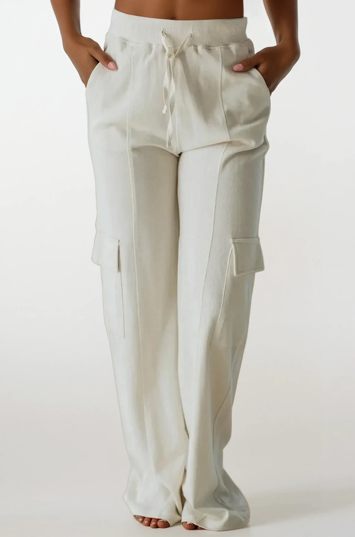 Cloud drawstring high-waist sweatpants with cargo pockets