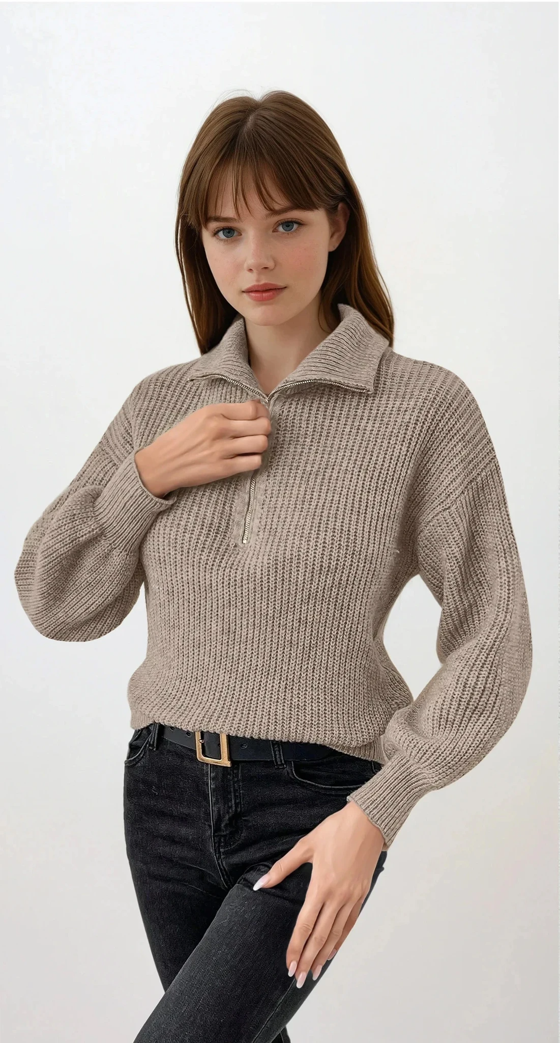Cushion Half Zip Pullover lightweight solid pattern versatile style