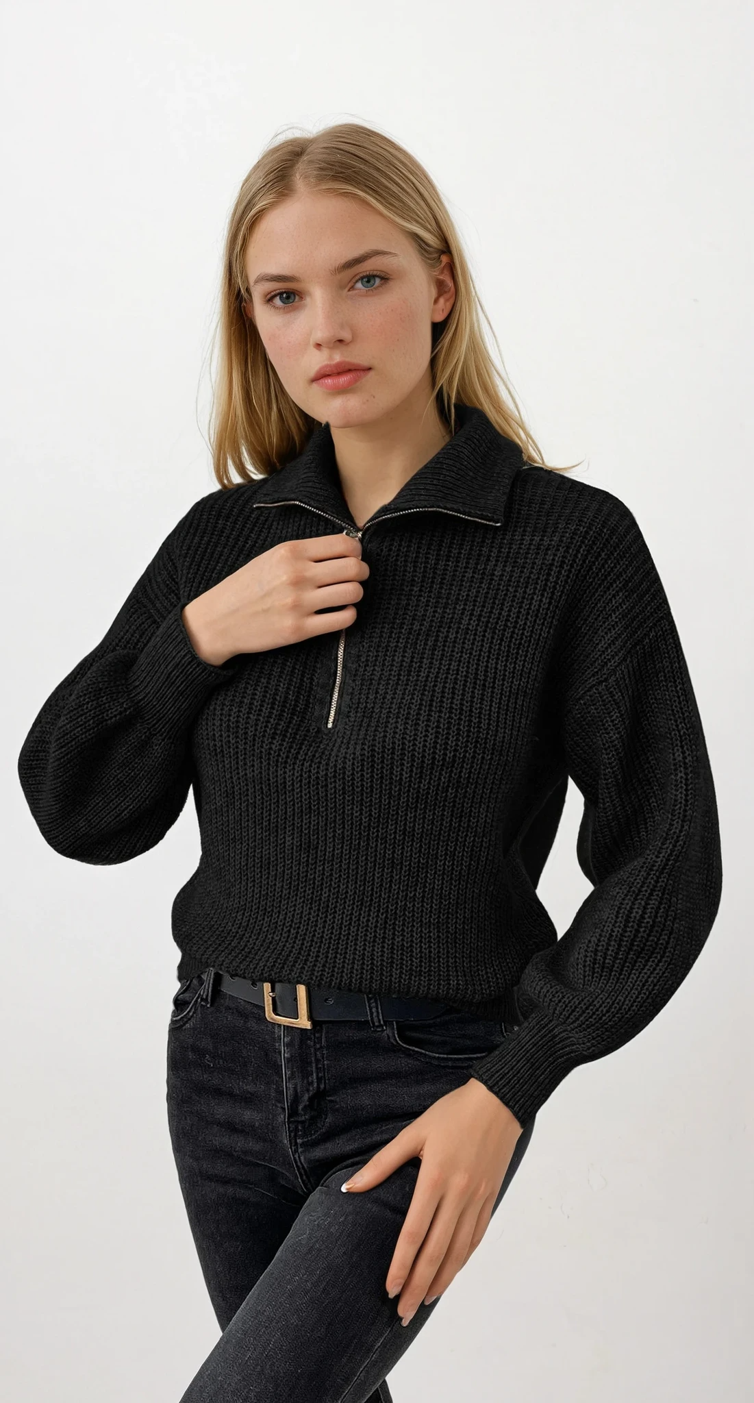 Cushion Half Zip Pullover lightweight solid pattern versatile style