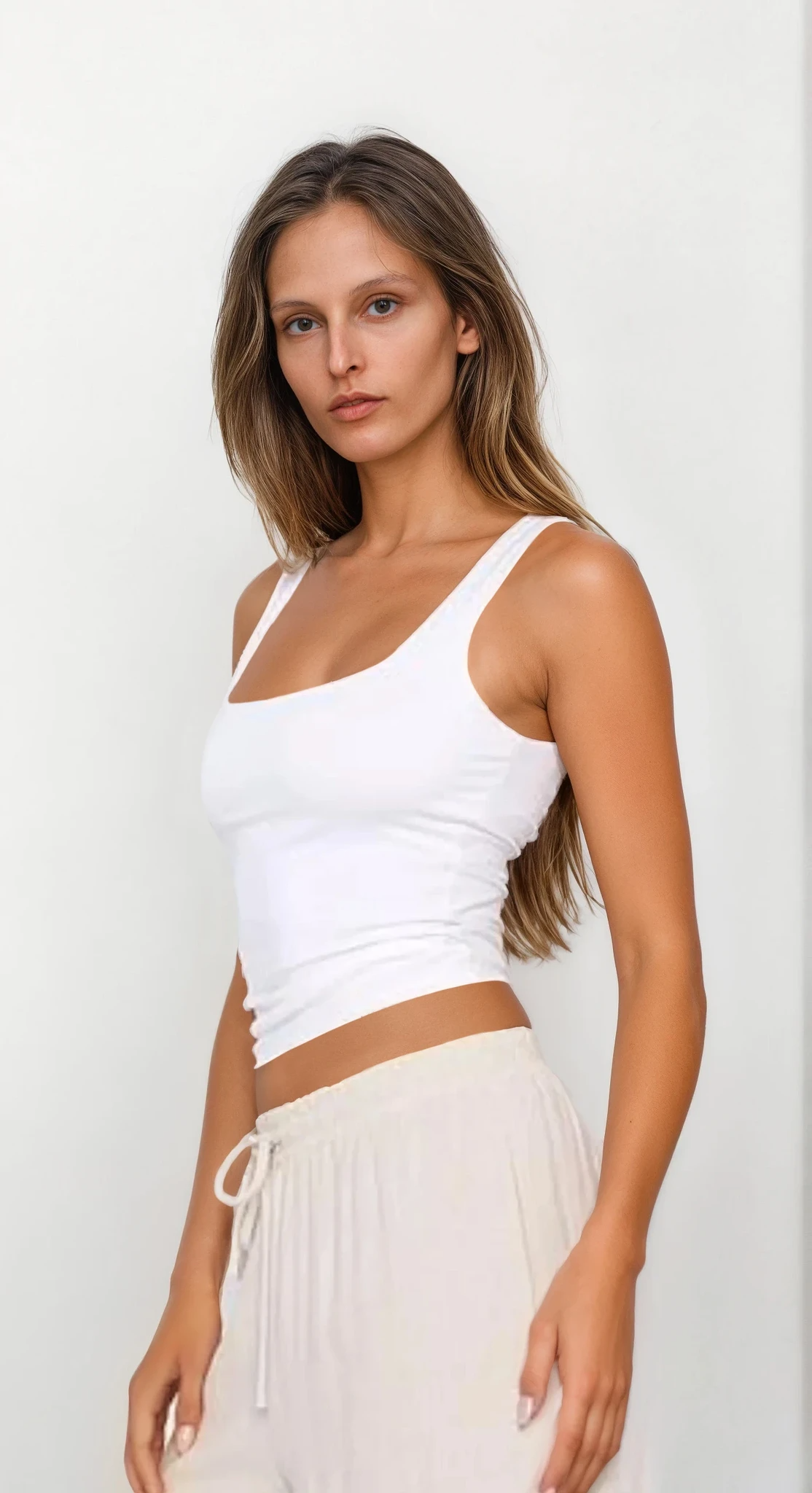 Light blue Everyday Square Neck Wide Strap Tank top by Trendsi, featuring a square neckline and wide straps, styled on a model.