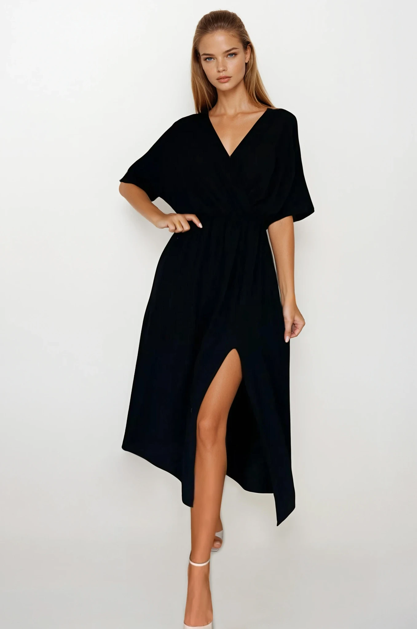 Aurelia Slit Half Sleeve Midi Dress