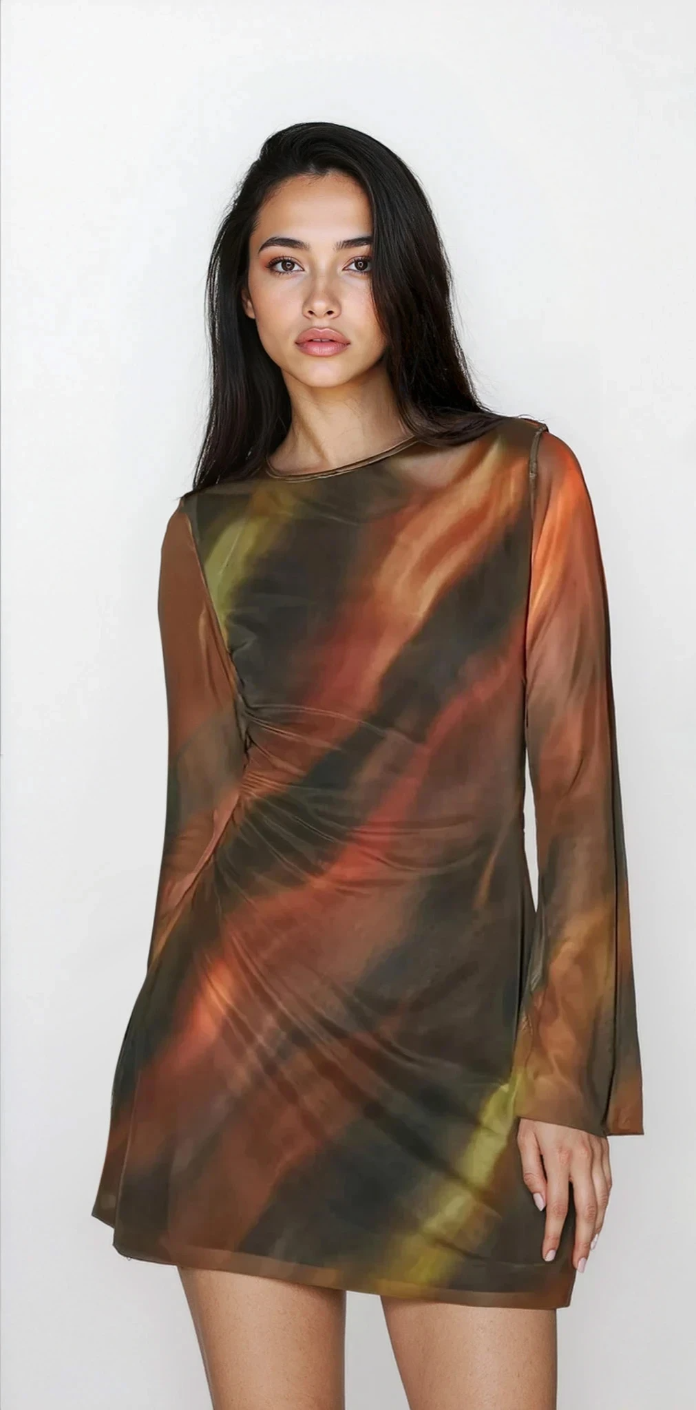Volcanic Bodycon Long Sleeve Mini Dress